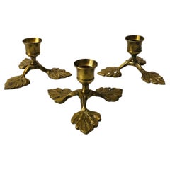 Brass Leaf Candle Holders - Set of 3