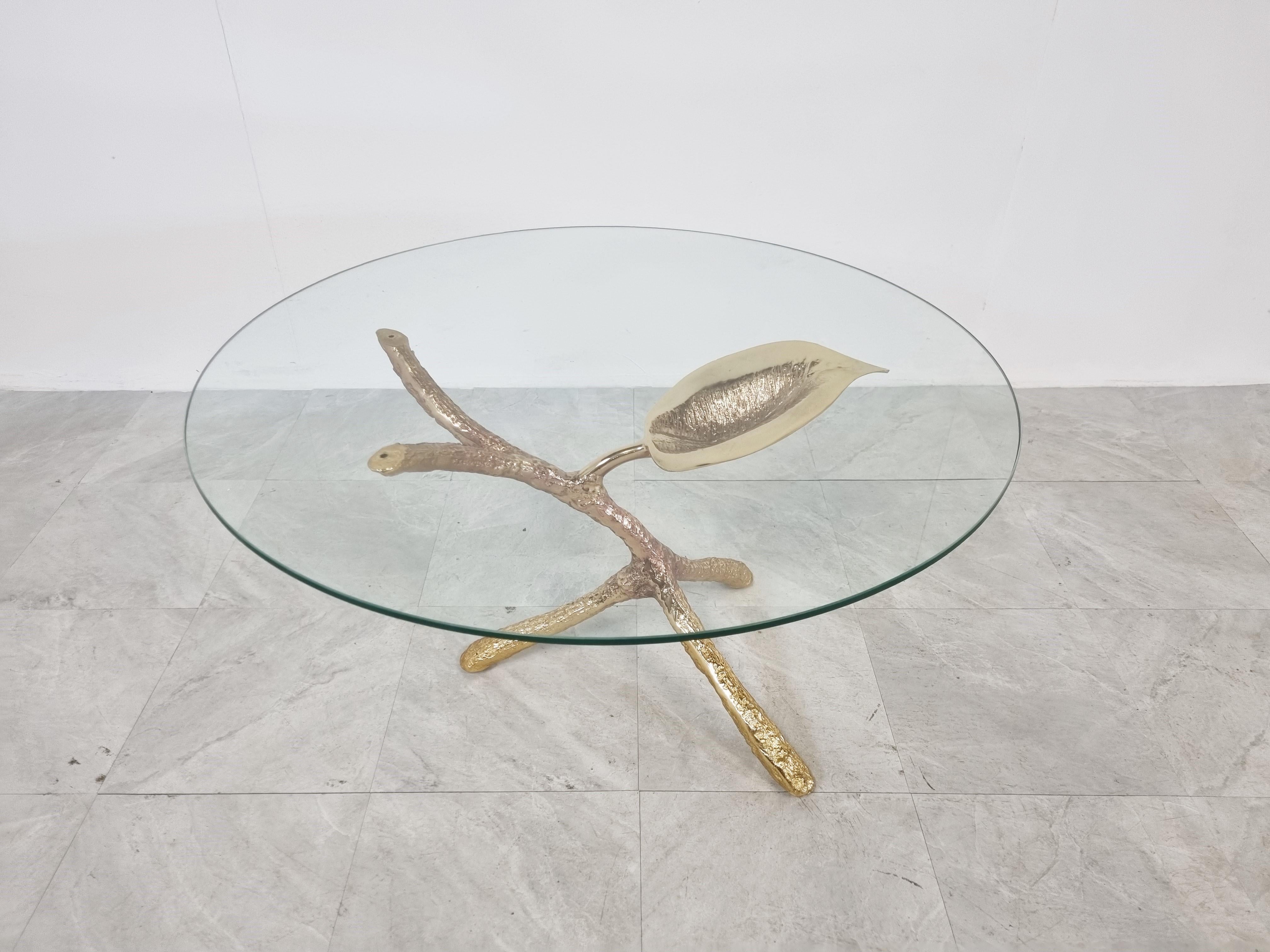 Brass Leaf Coffee Table, 1970s In Good Condition In HEVERLEE, BE