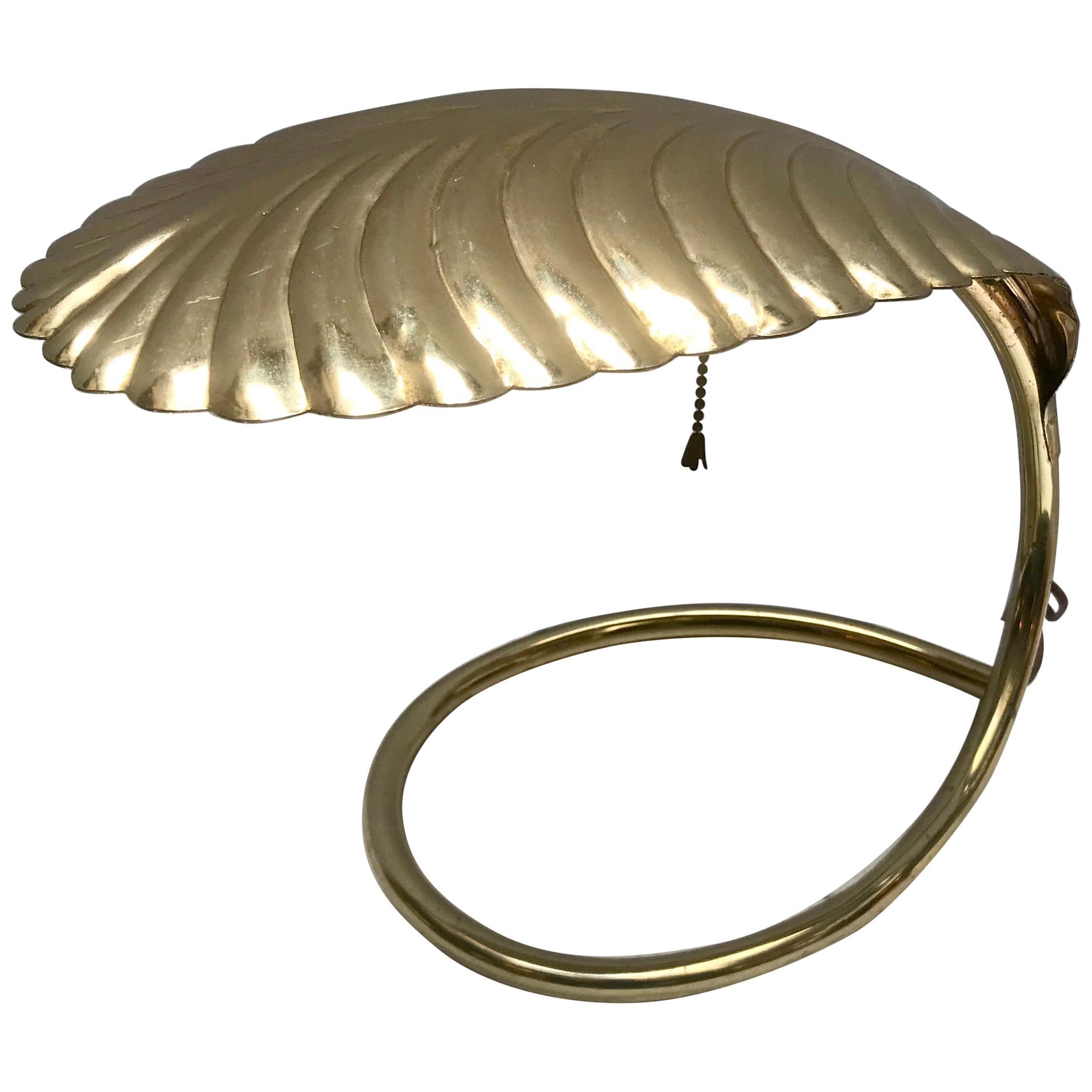 Brass Leaf Decorative Table Lamp, Tommaso Barbi, 1960 For Sale