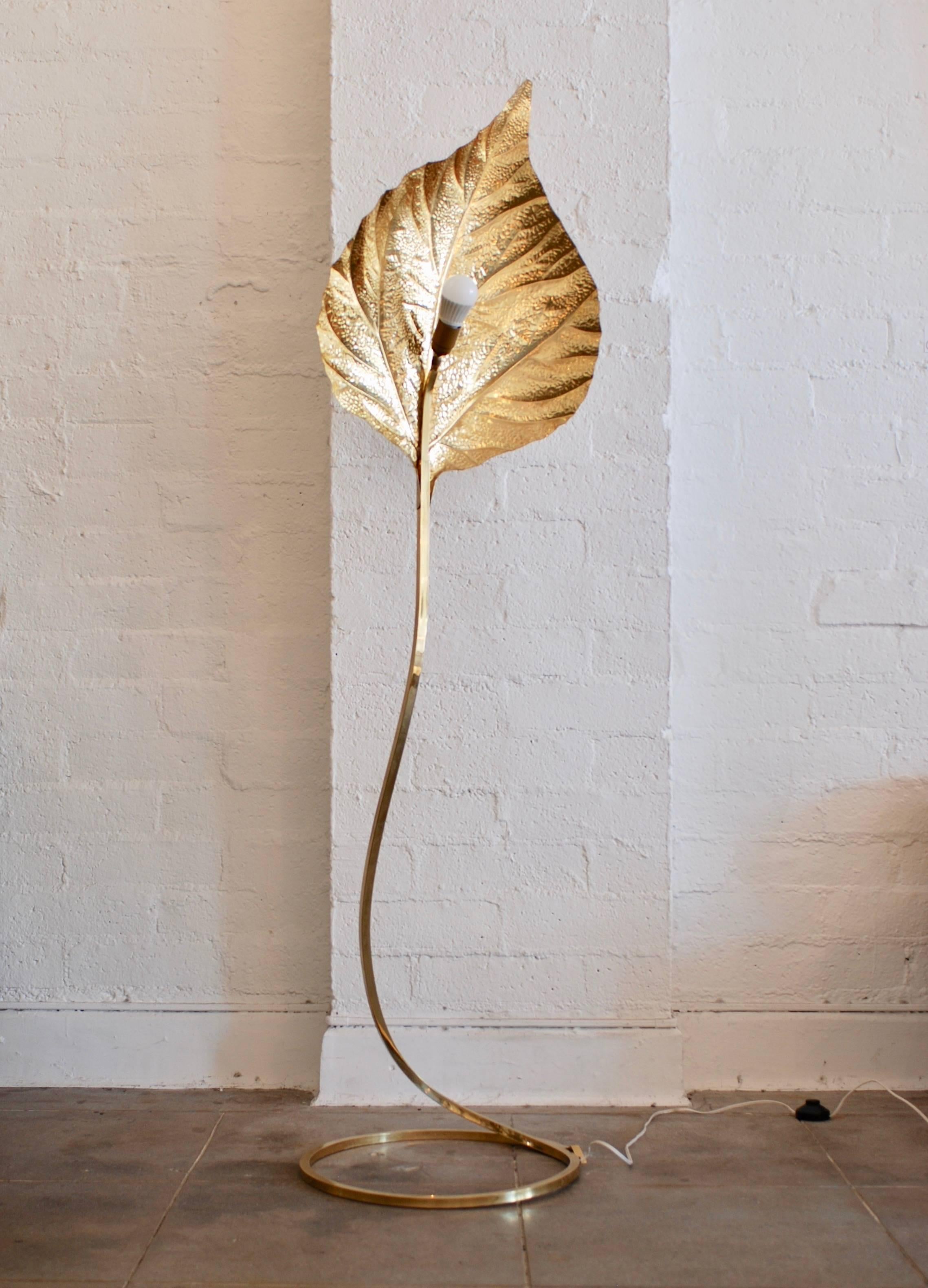Mid-Century Modern Brass Leaf Floor Lamp by Tommaso Barbi