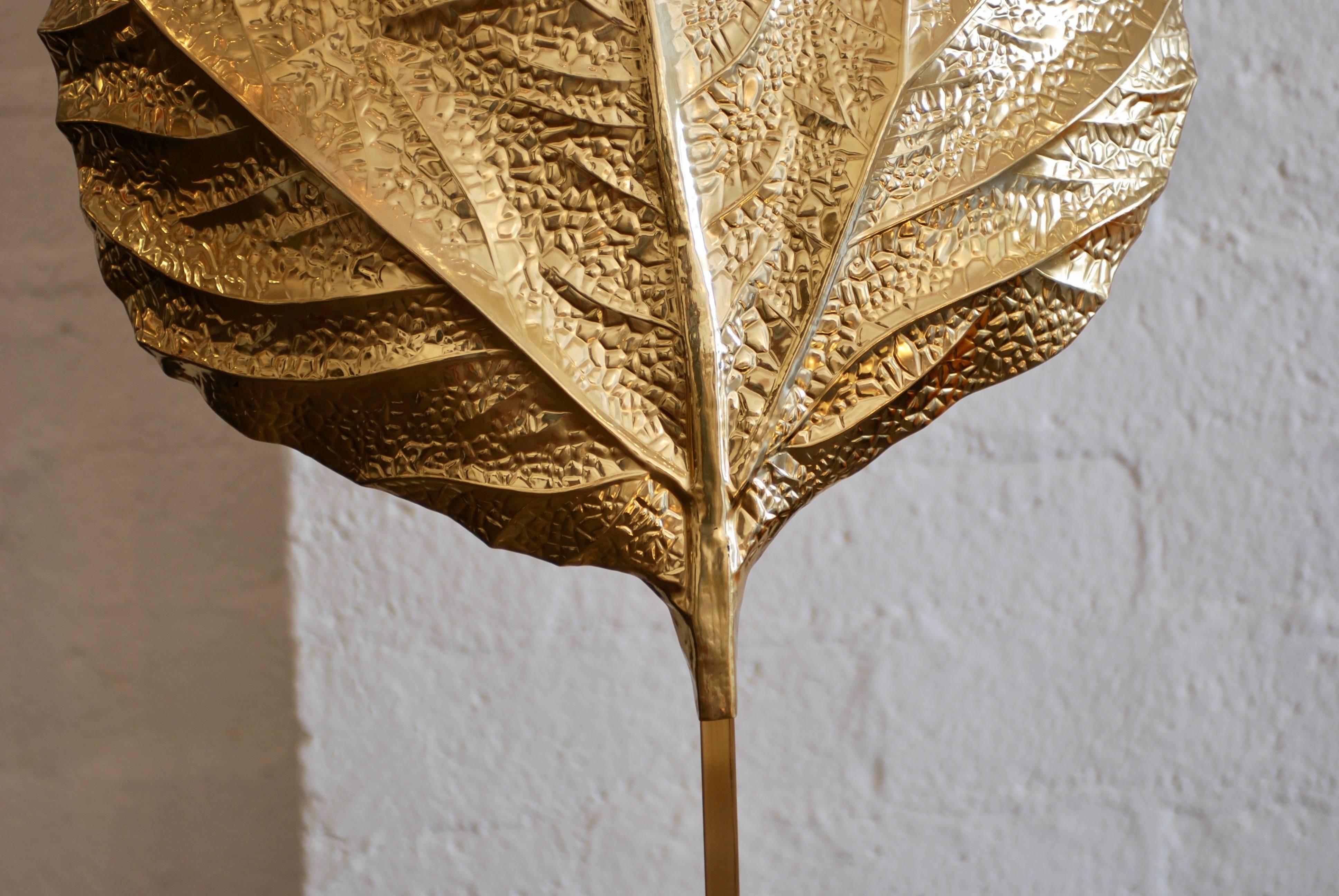 Brass Leaf Floor Lamp by Tommaso Barbi 1