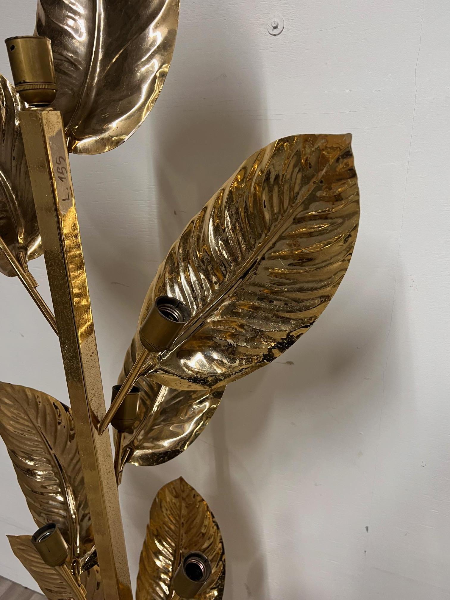 Lampada da terra a foglia d'ottone in vendita 3