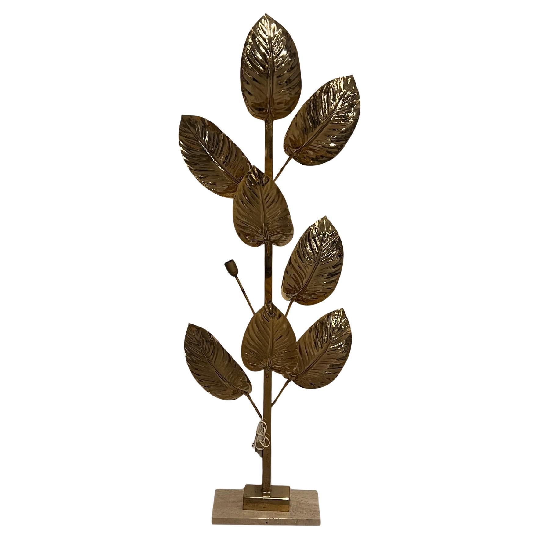Lampada da terra a foglia d'ottone in vendita