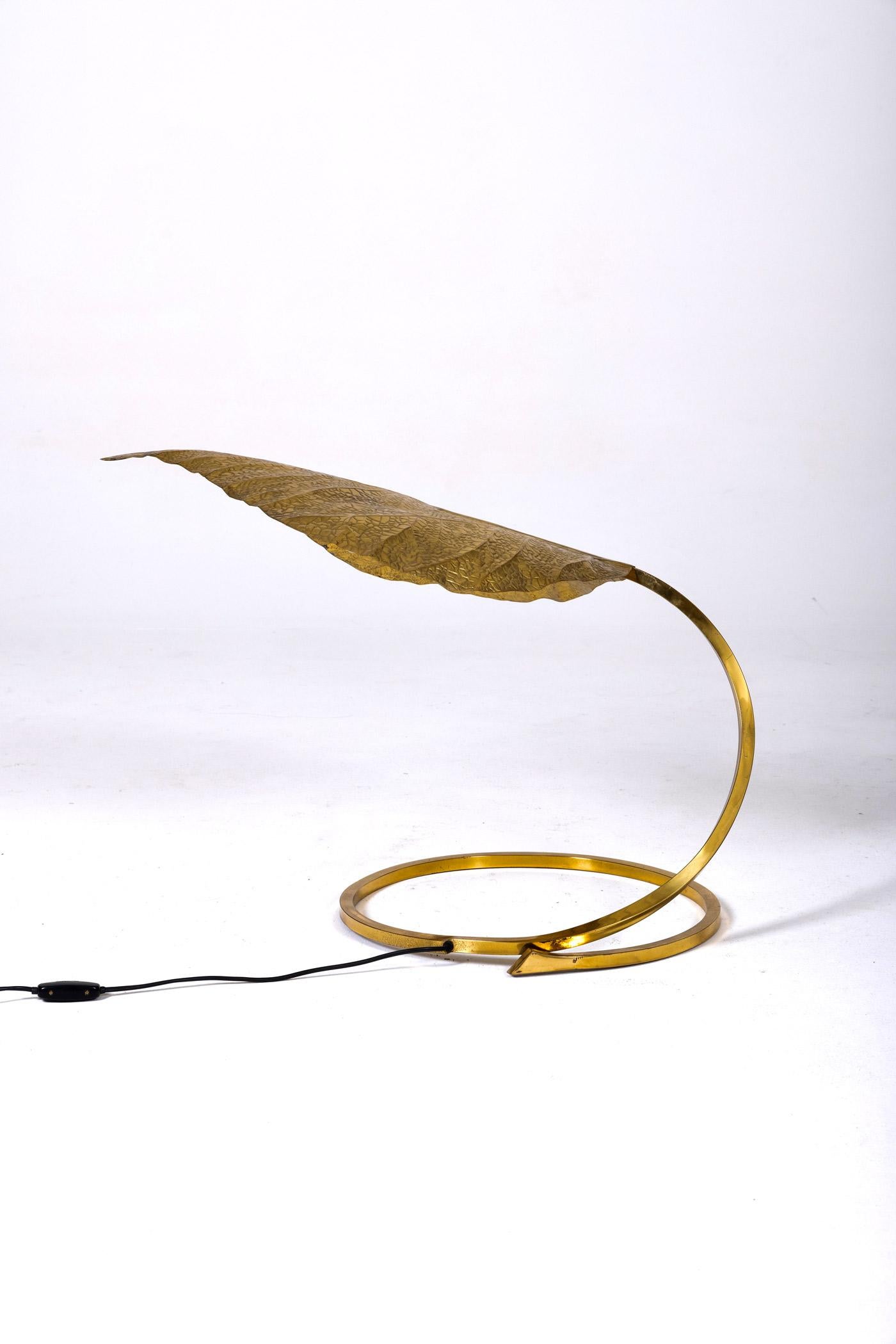 20th Century Brass Leaf Lamp attributed to Tommaso Barbi, 1970s