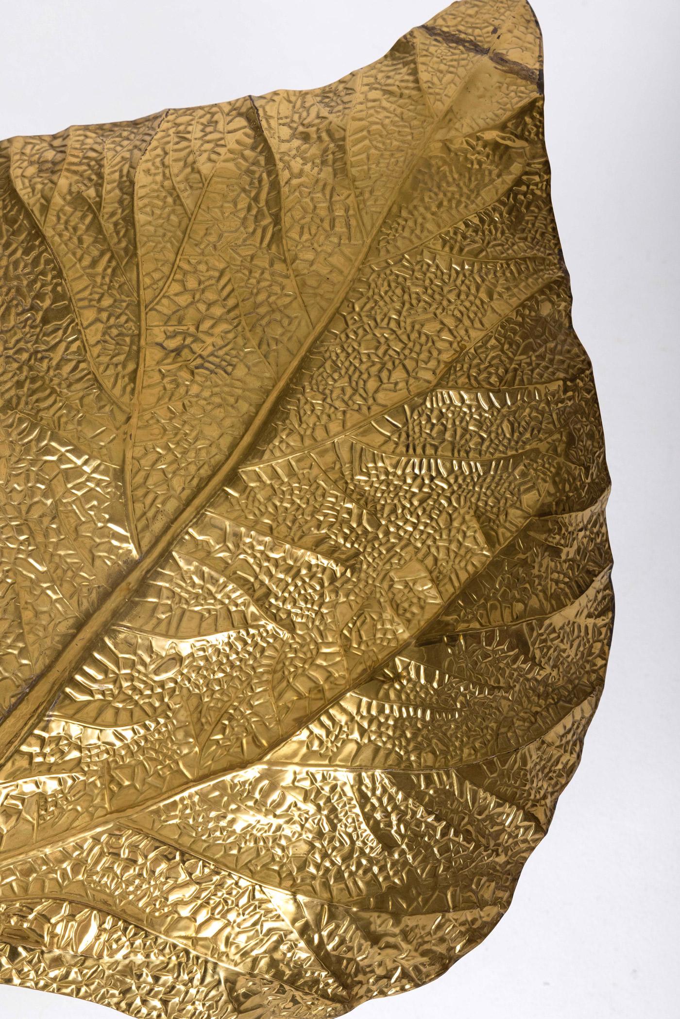 Brass Leaf Lamp attributed to Tommaso Barbi, 1970s 1