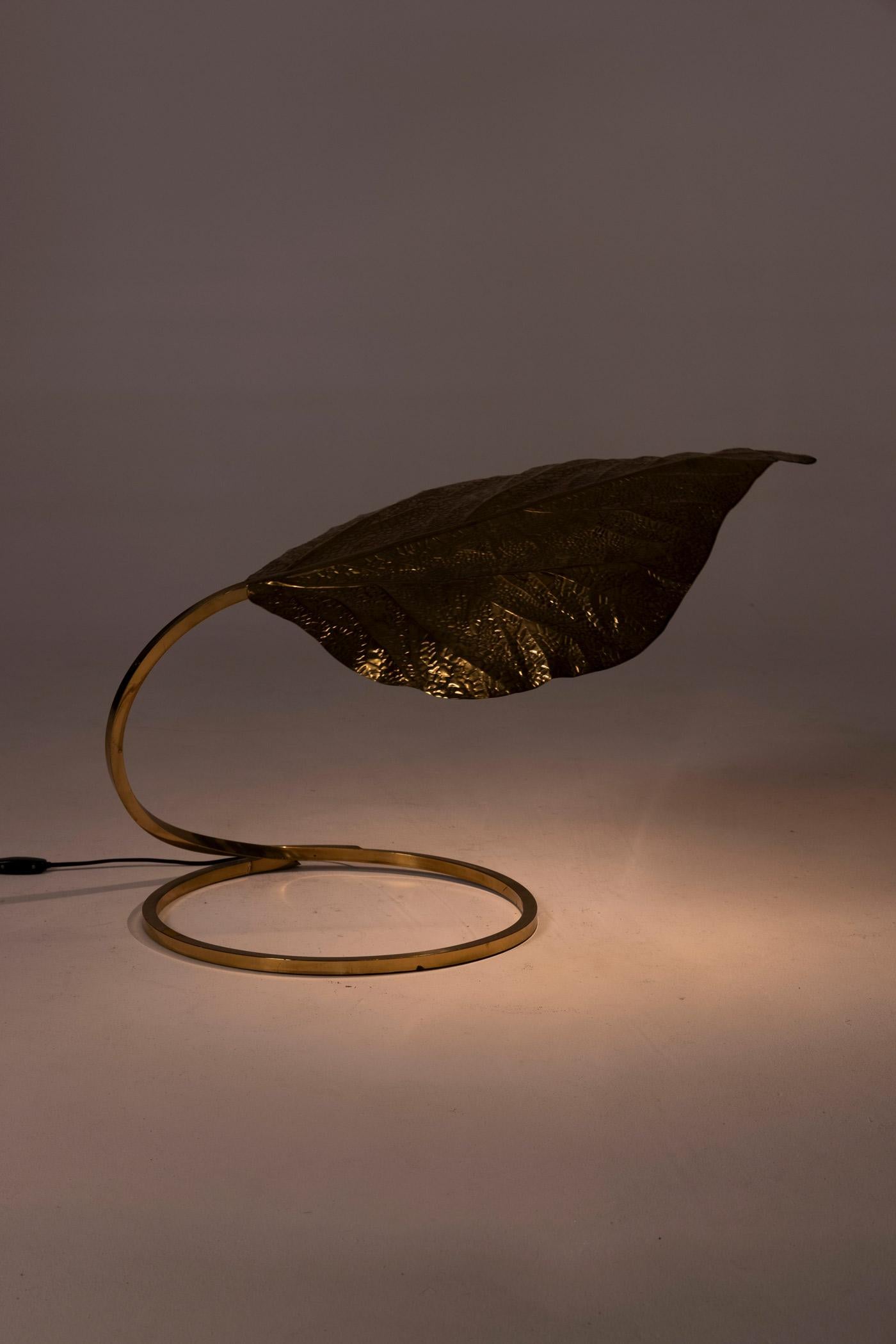 Brass Leaf Lamp attributed to Tommaso Barbi, 1970s 4