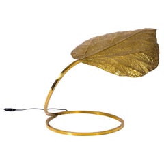 Brass Leaf Lamp attributed to Tommaso Barbi, 1970s