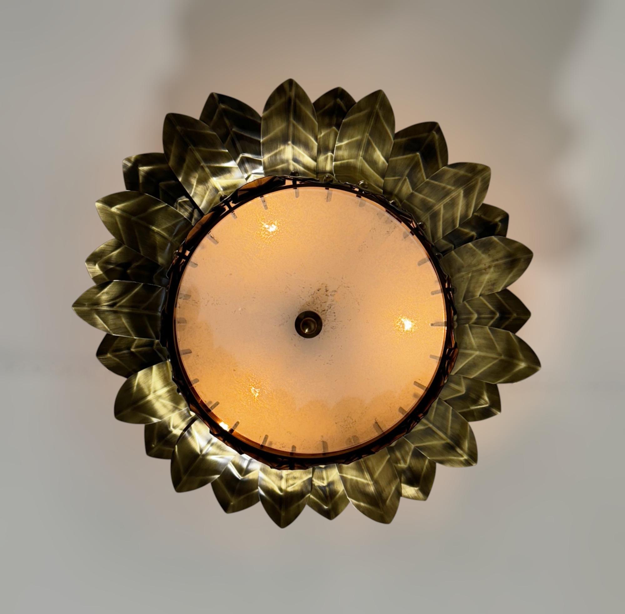 Brass Leaf Semi Flush Mount by Fabio Ltd in vendita 3