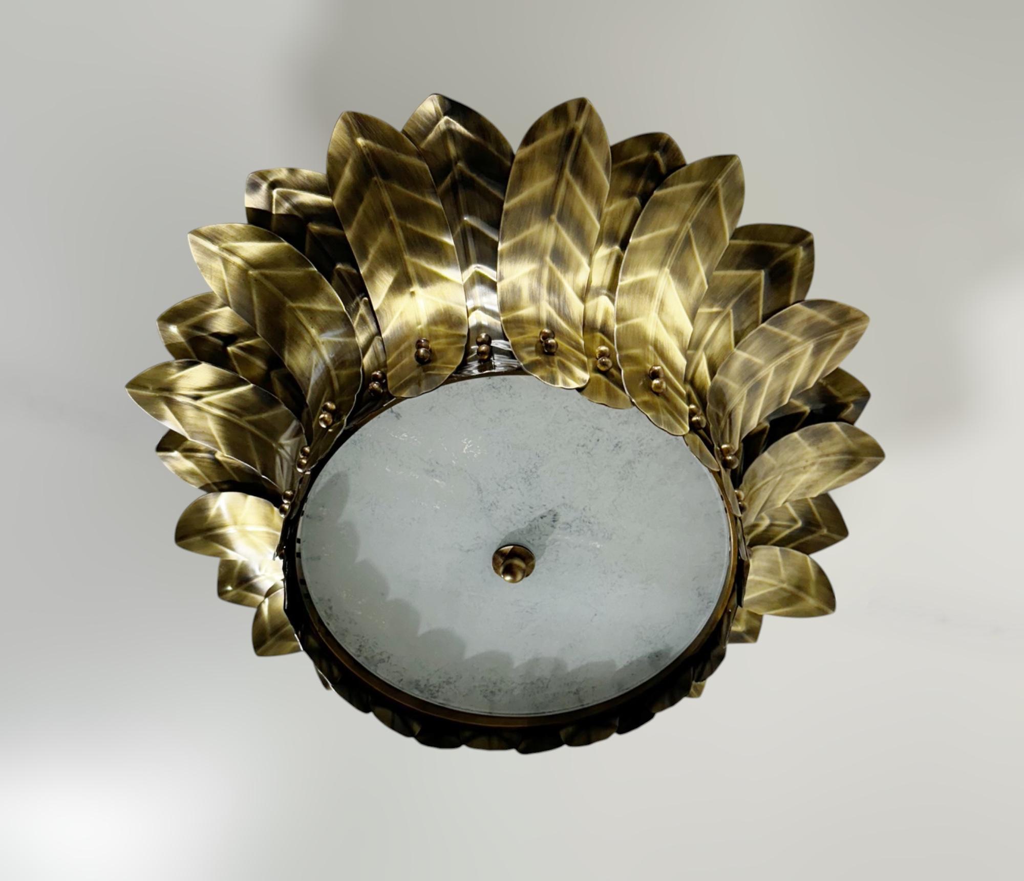 Brass Leaf Semi Flush Mount by Fabio Ltd In condizioni Nuovo in vendita a Los Angeles, CA