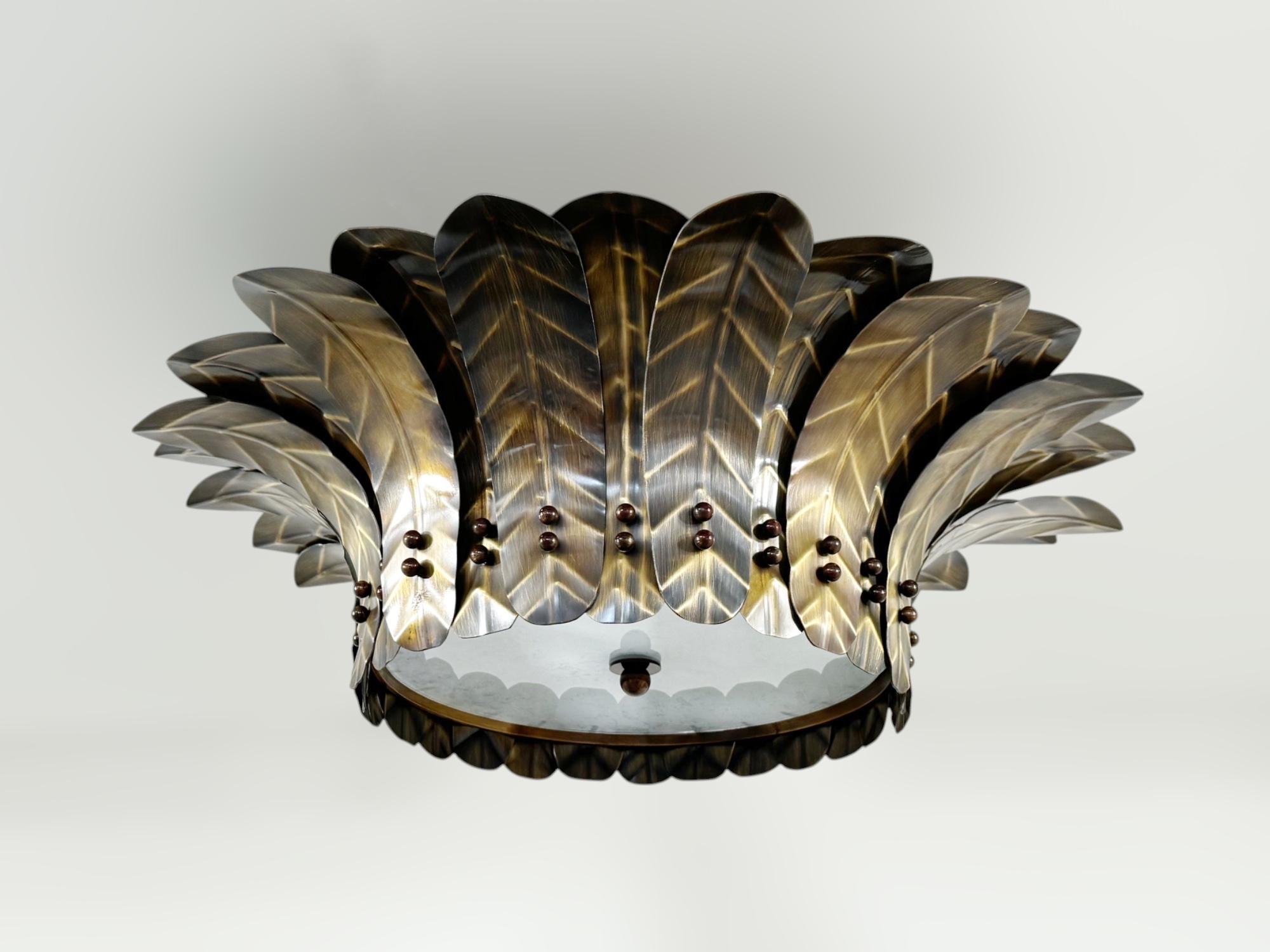 Mid-Century moderno Semifluorescente a foglia d'ottone di Fabio Ltd in vendita