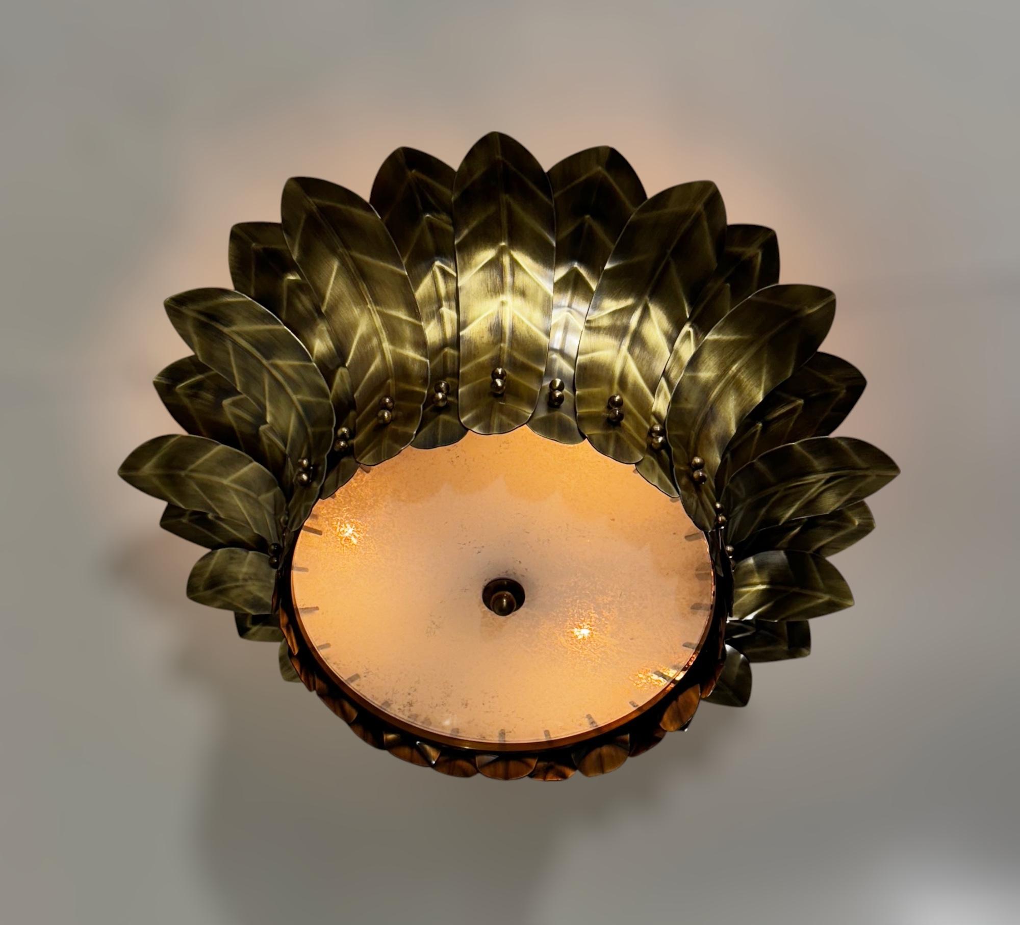 Brass Leaf Semi Flush Mount by Fabio Ltd in vendita 1