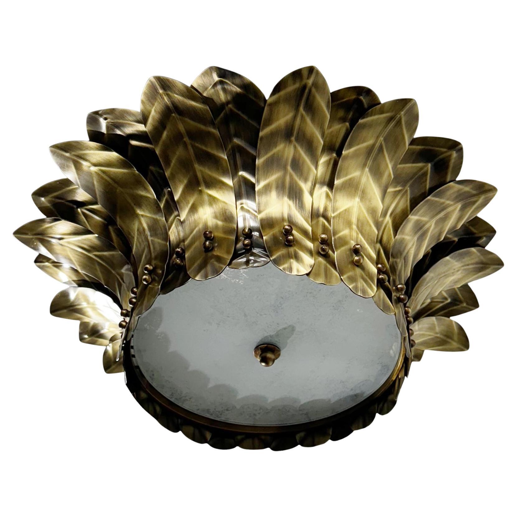 Brass Leaf Semi Flush Mount by Fabio Ltd in vendita