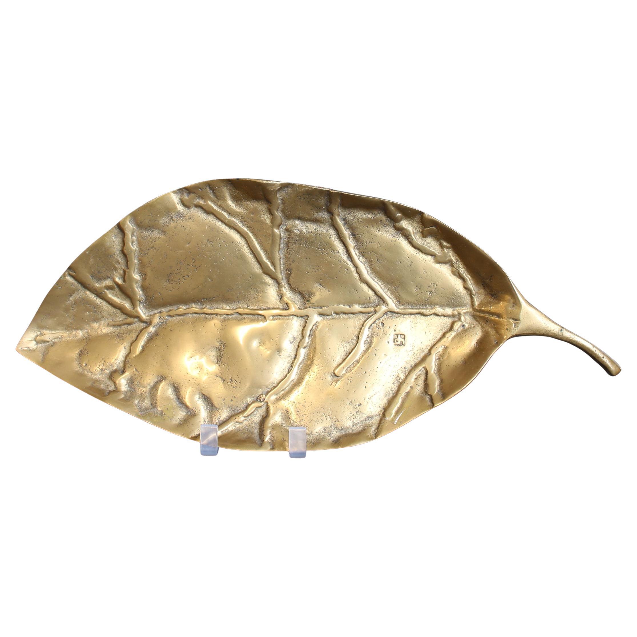 Brass Leaf / Tray II by David Marshall (circa 1980s) For Sale