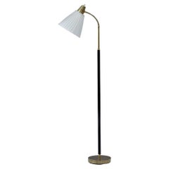 Brass & Leather Floor Lamp by Falkenbergs Belysning, Sweden, 1960s