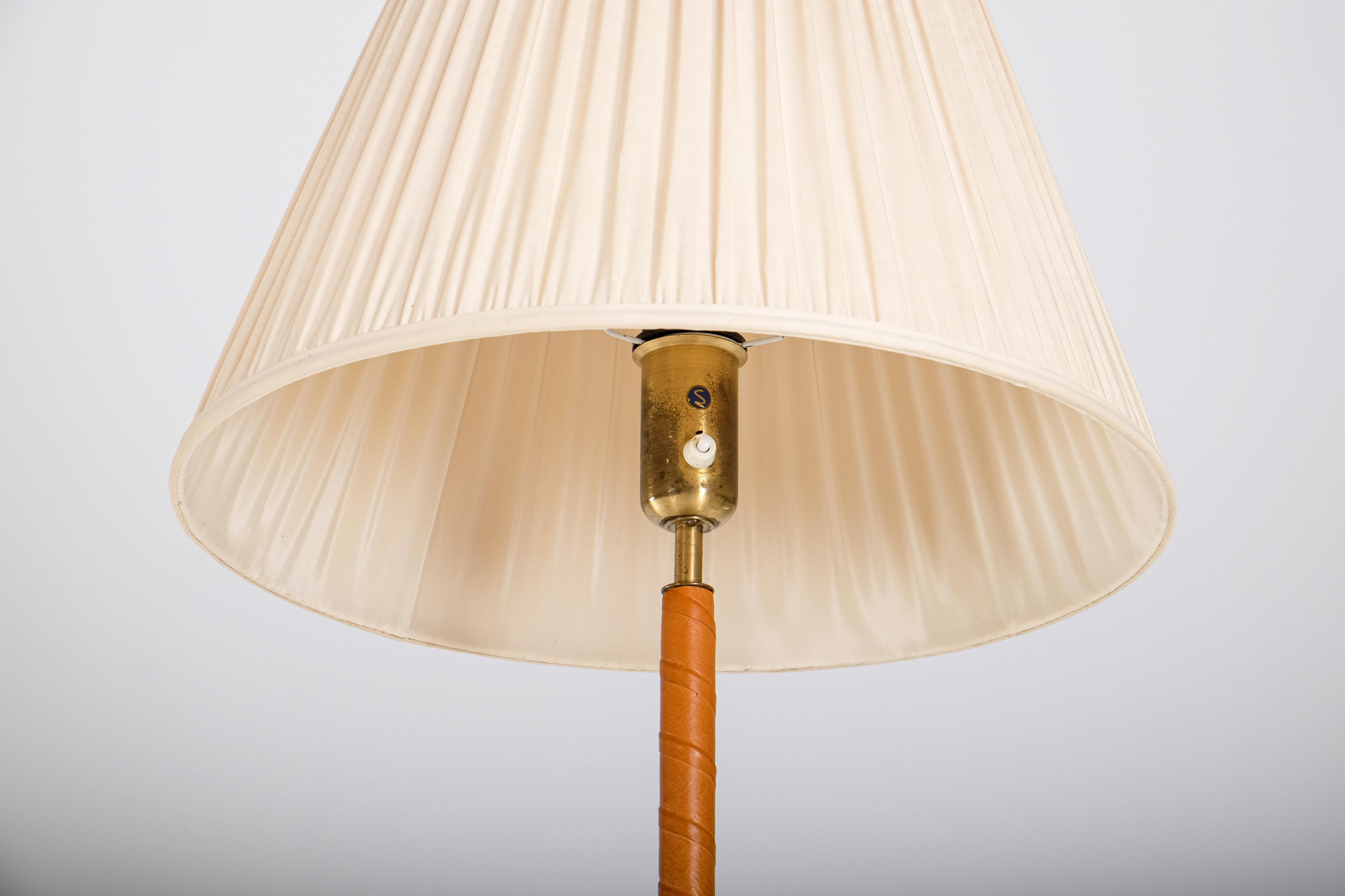 Brass & Leather Floor Lamps, Sweden, 1950s For Sale 1