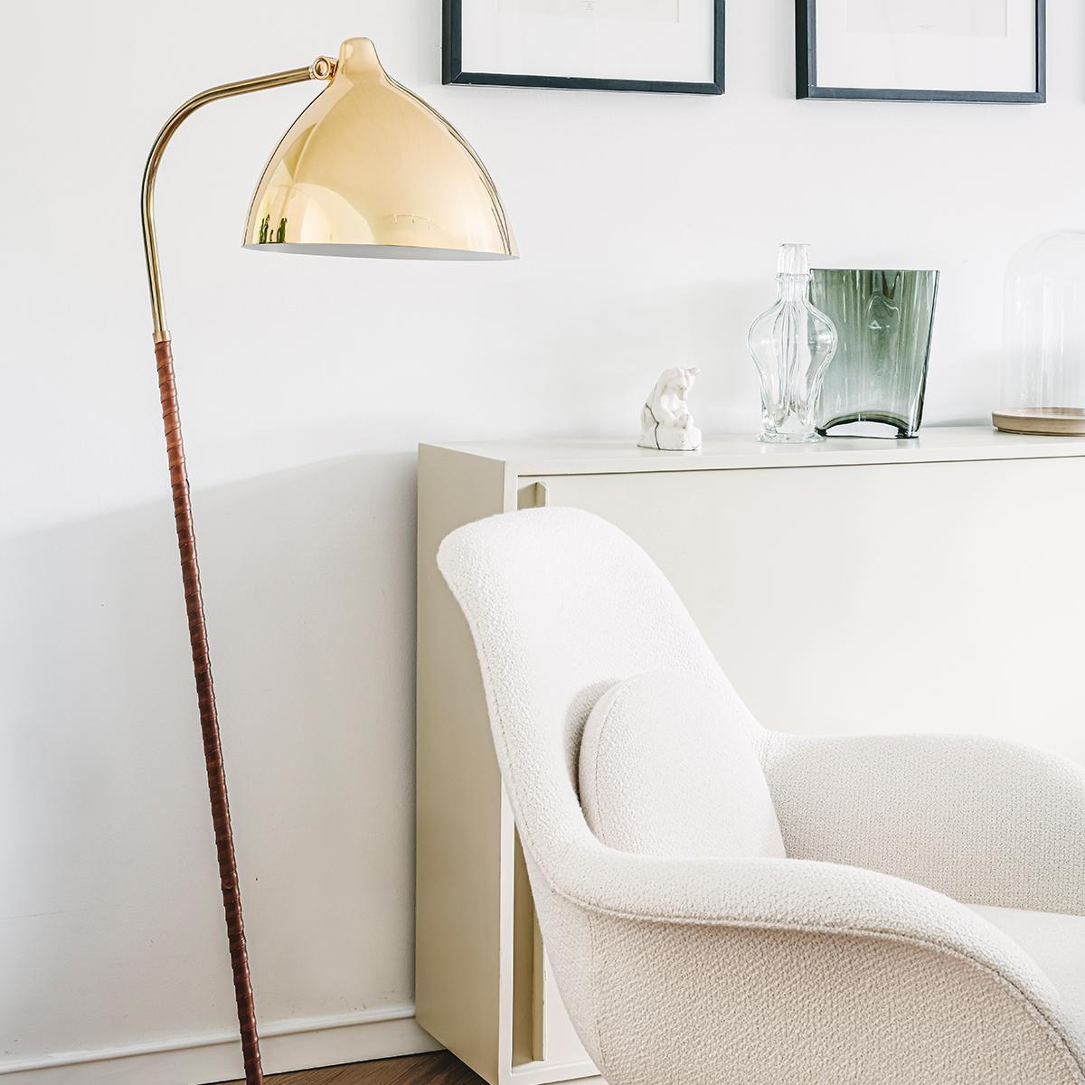 Modern Brass & Leather 'Lisa' Lamp by Lisa Johansson-Pape - Ships from Stock For Sale