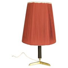 Brass & leather Mid Century modern table lamp