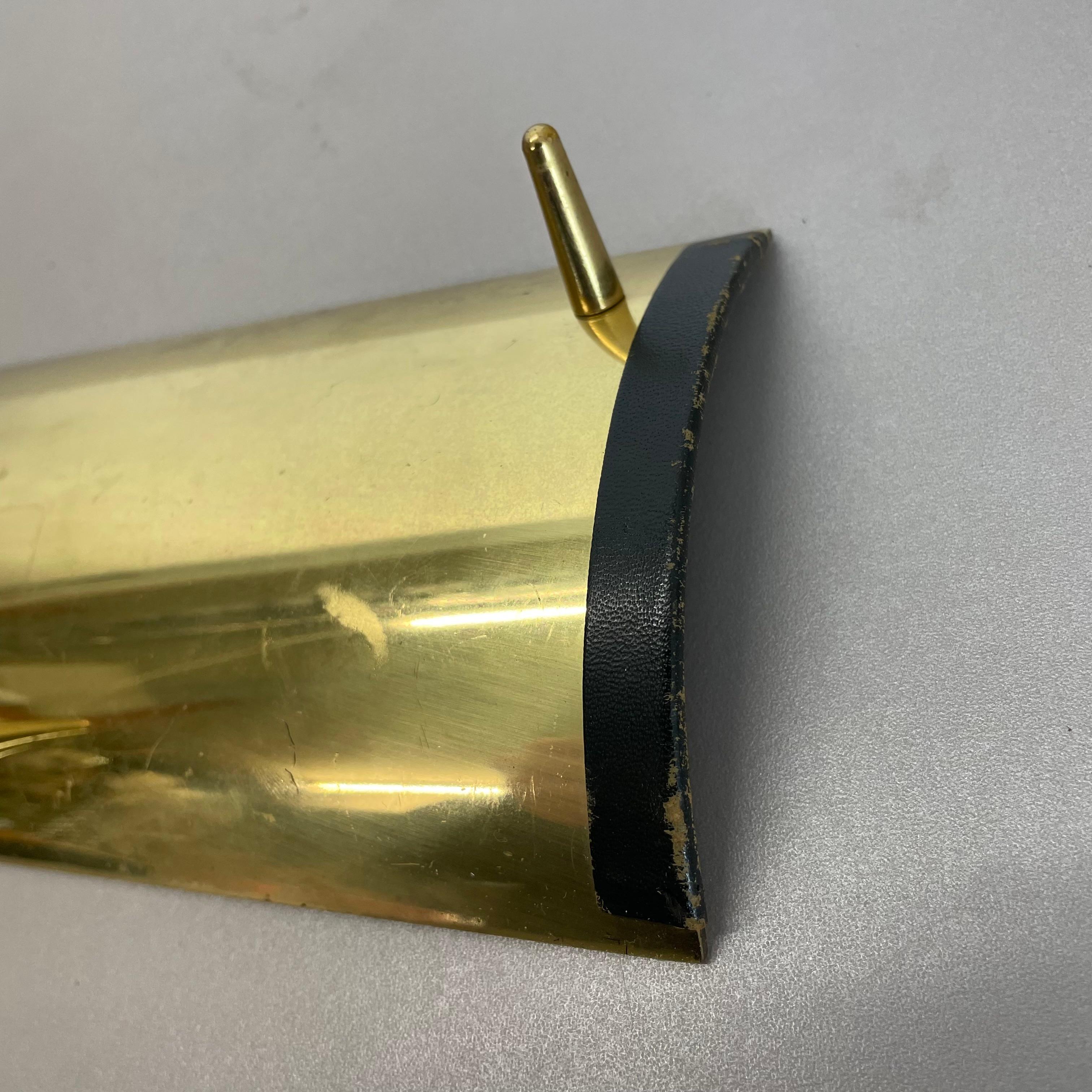 Brass + leather PEN Holder Desk Element Auböck Hagenauer Era, Germany, 1950s 10