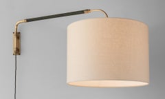 Brass and Leather Swing Arm Sconce, Italy, circa 1950