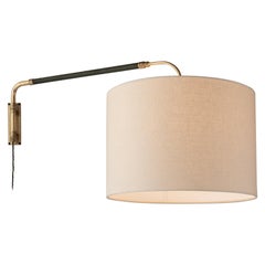 Brass and Leather Swing Arm Sconce, Italy, circa 1950