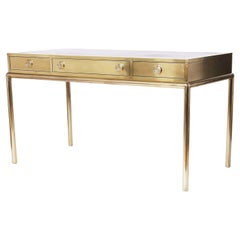 Brass Leather Top Desk by Mastercraft