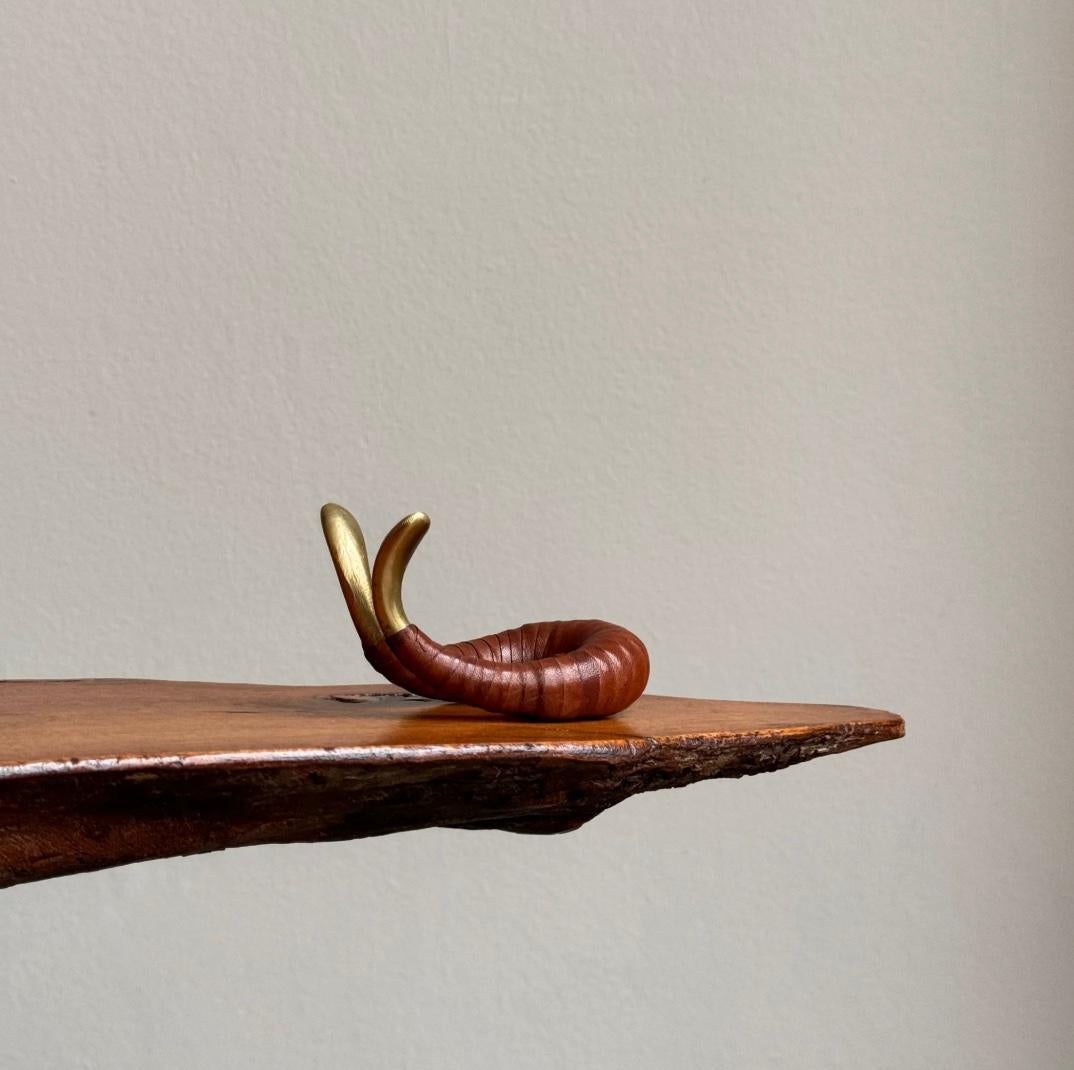 Brass & Leather Watch or Pipe Stand Carl Auböck II, 1950s In Good Condition In London, GB