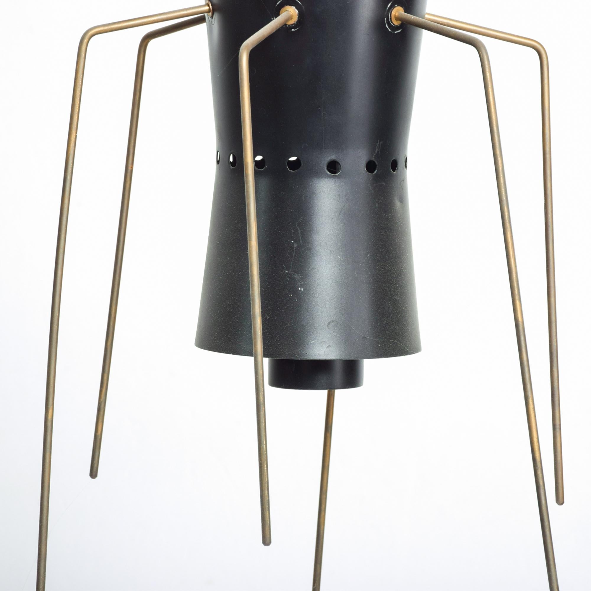 Black Spider Brass Legs Chandelier Pendant Light from Italy 1950s Stilnovo In Good Condition In Chula Vista, CA