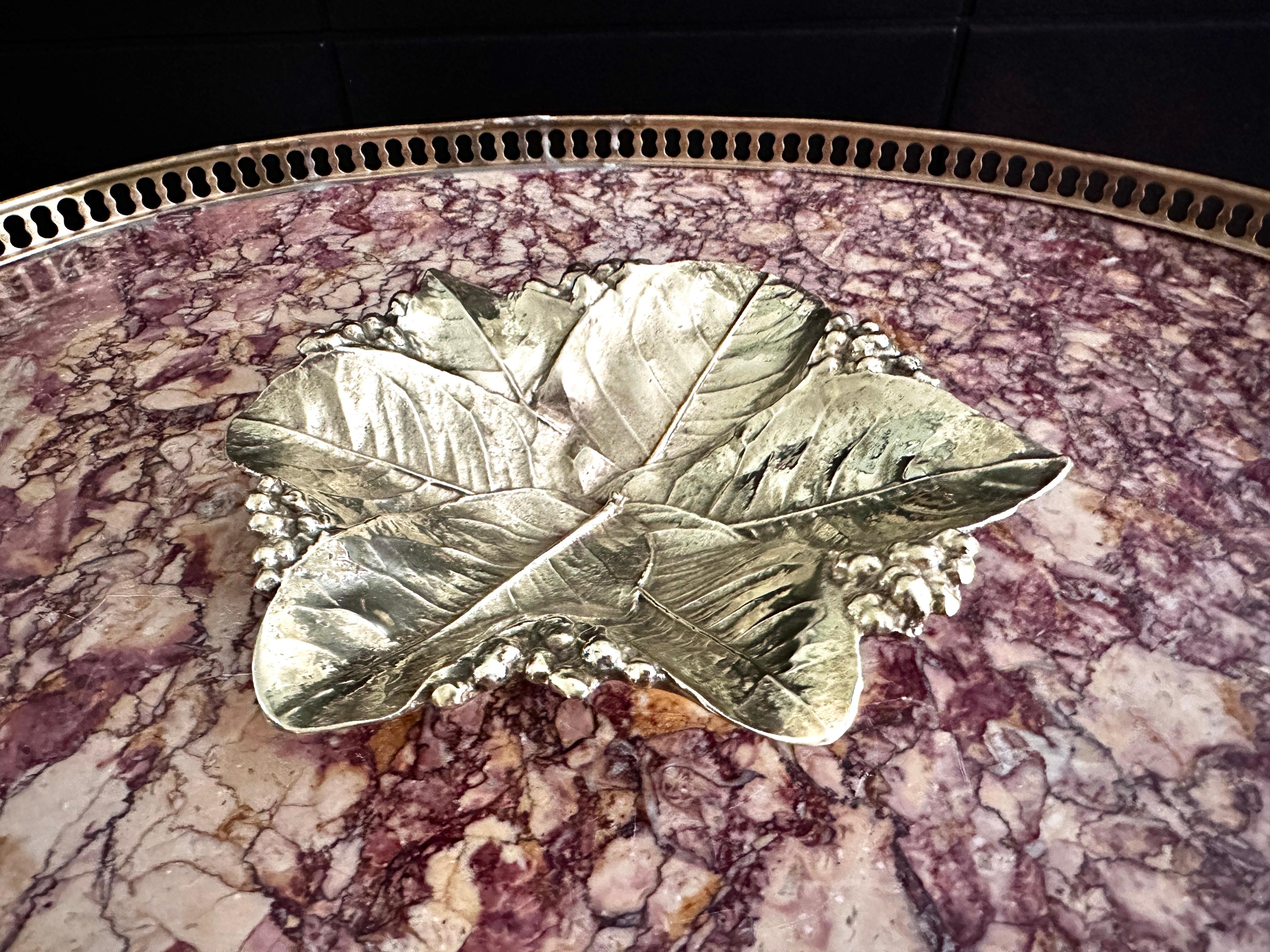 American Brass Lemon Leaves Bowl Designed By Oskar Hansen For Virginia Metalcrafters For Sale
