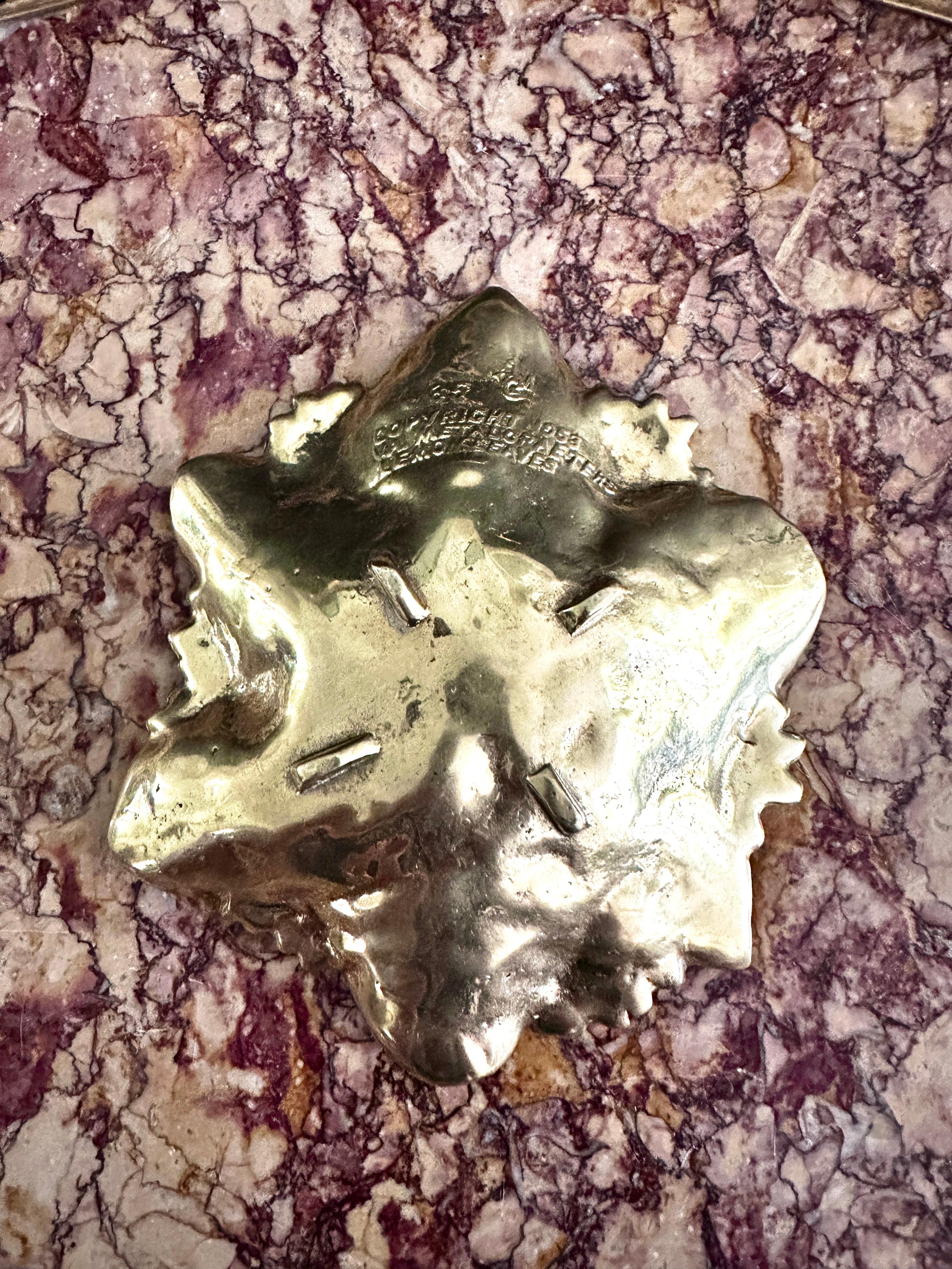 20th Century Brass Lemon Leaves Bowl Designed By Oskar Hansen For Virginia Metalcrafters For Sale