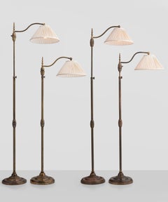 Brass Library Floor Lamps, France, circa 1950