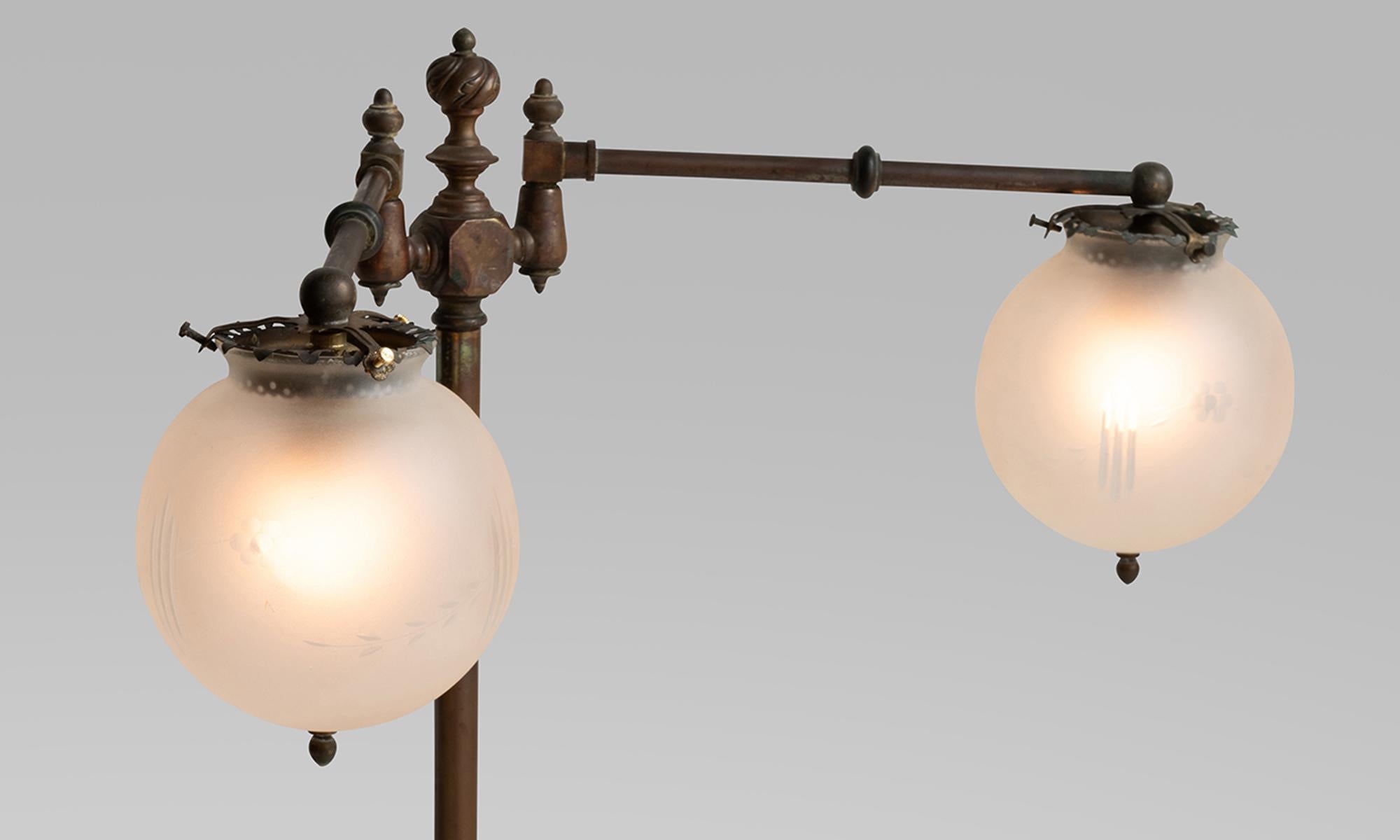 French Brass Library Lamp