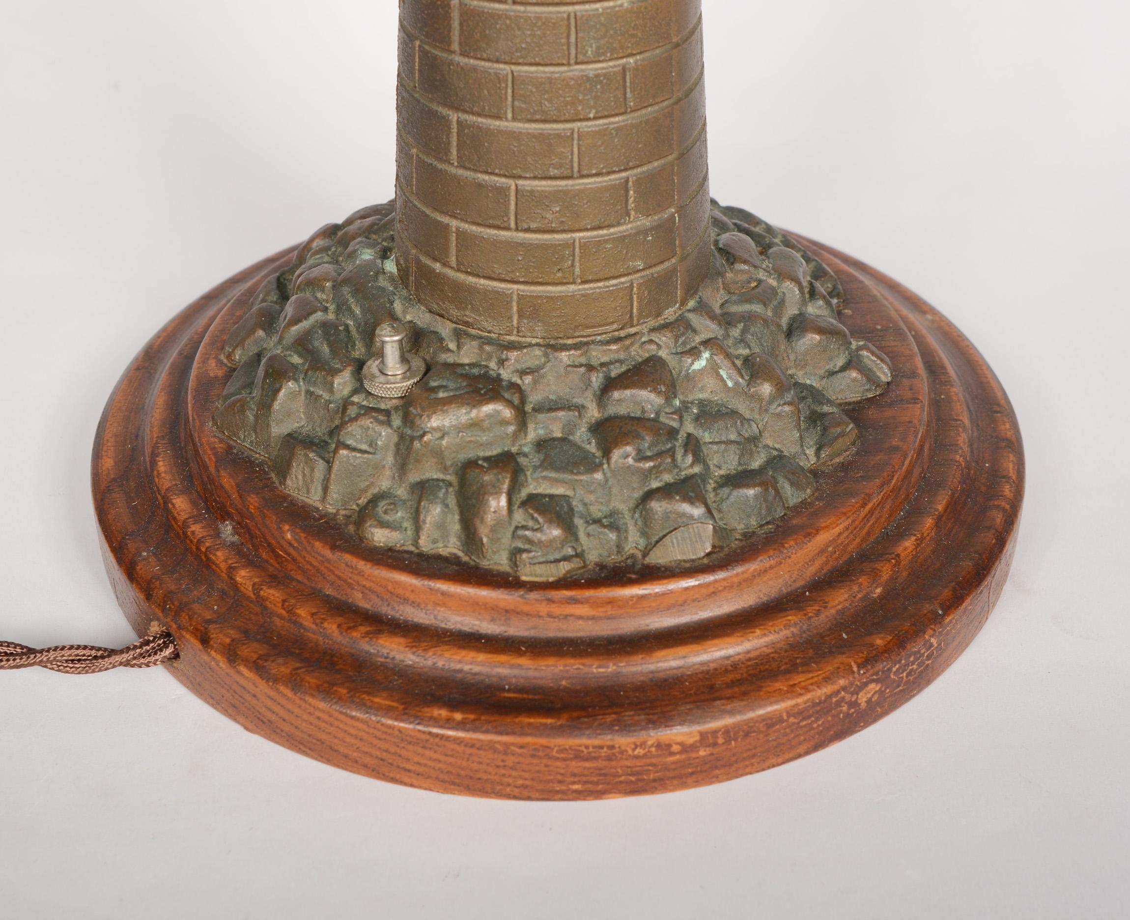 Brass Lighthouse Lamp with Two Lighthouse Garnitures Early 20th Century 4