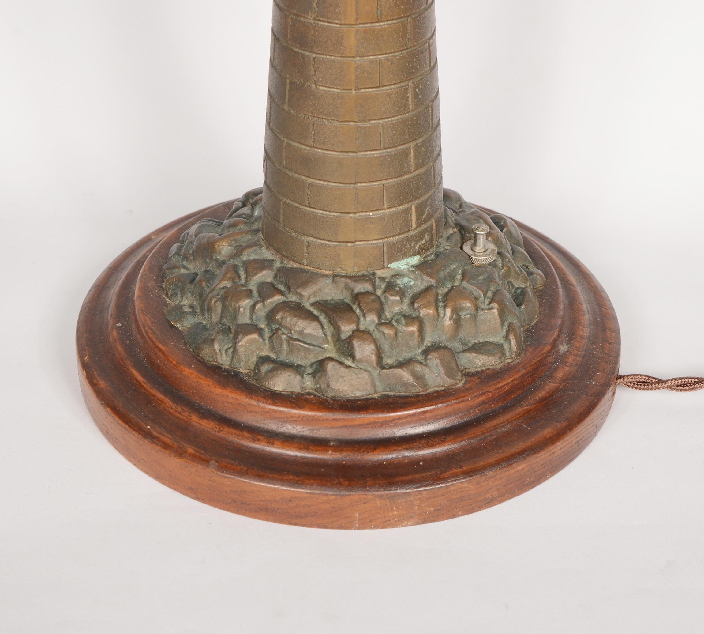 Brass Lighthouse Lamp with Two Lighthouse Garnitures Early 20th Century 7