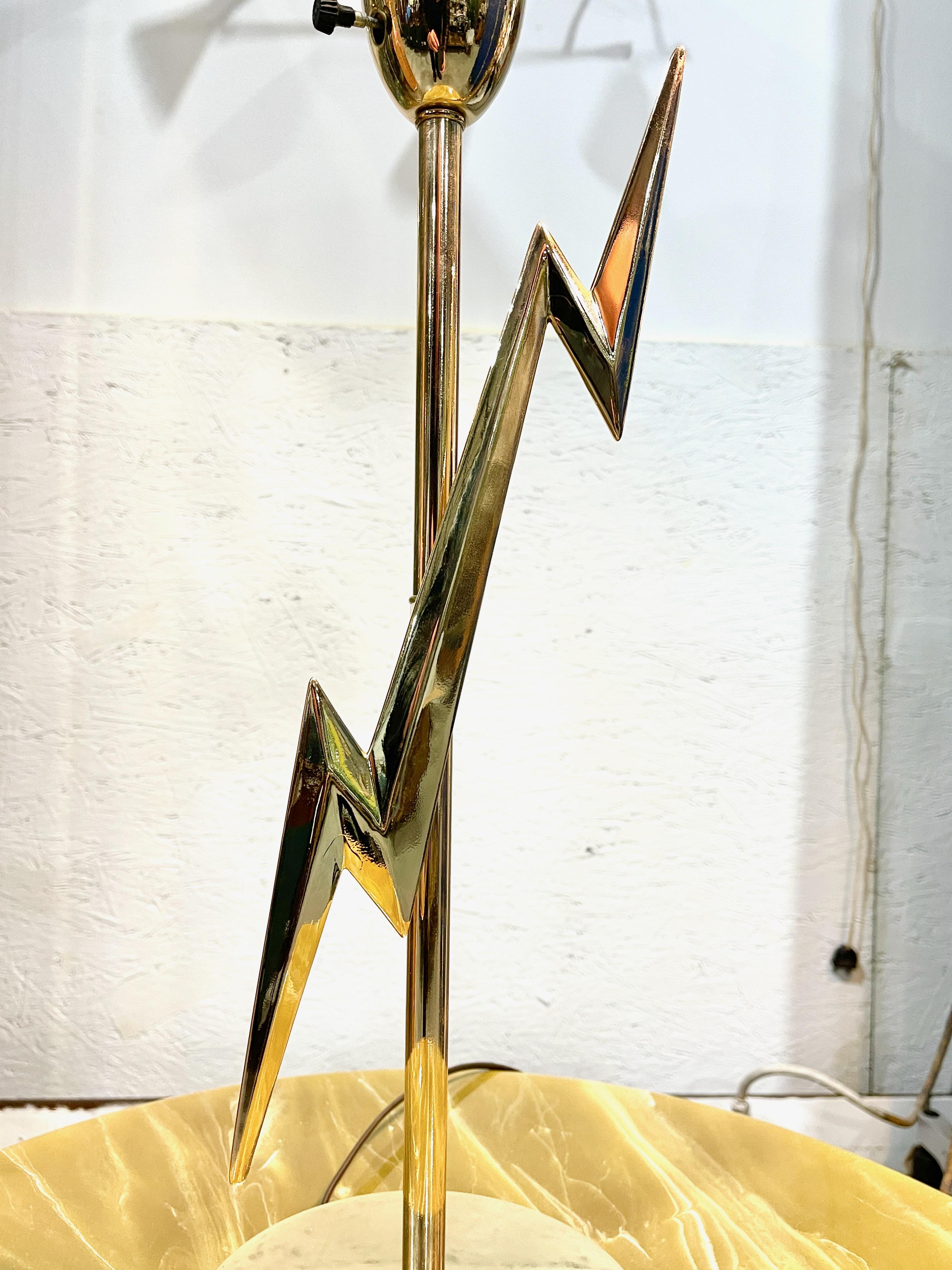 Brass Lightning Bolt Table Lamp Edmond J. Spence for Rembrandt For Sale 2