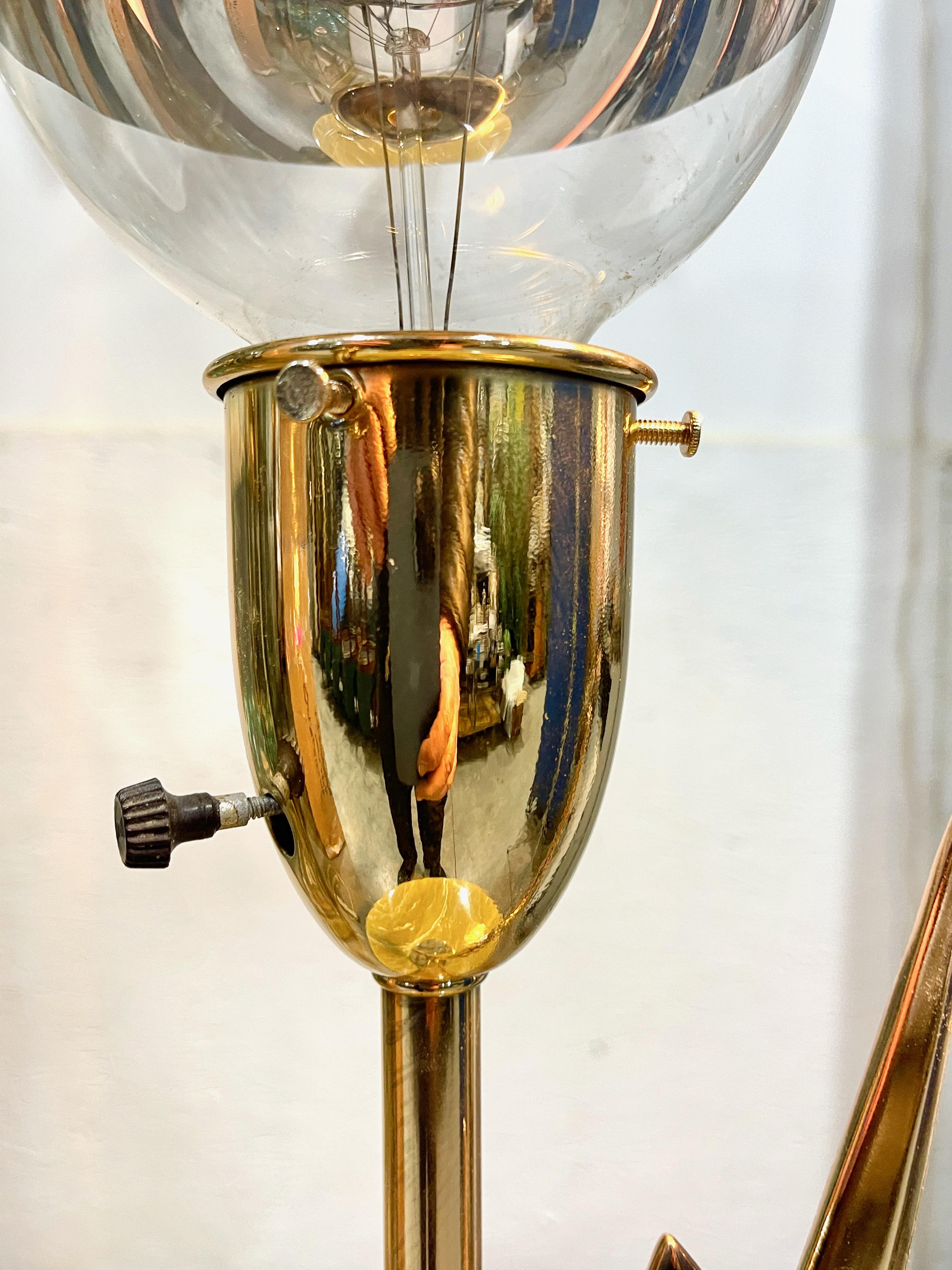 Brass Lightning Bolt Table Lamp Edmond J. Spence for Rembrandt For Sale 3