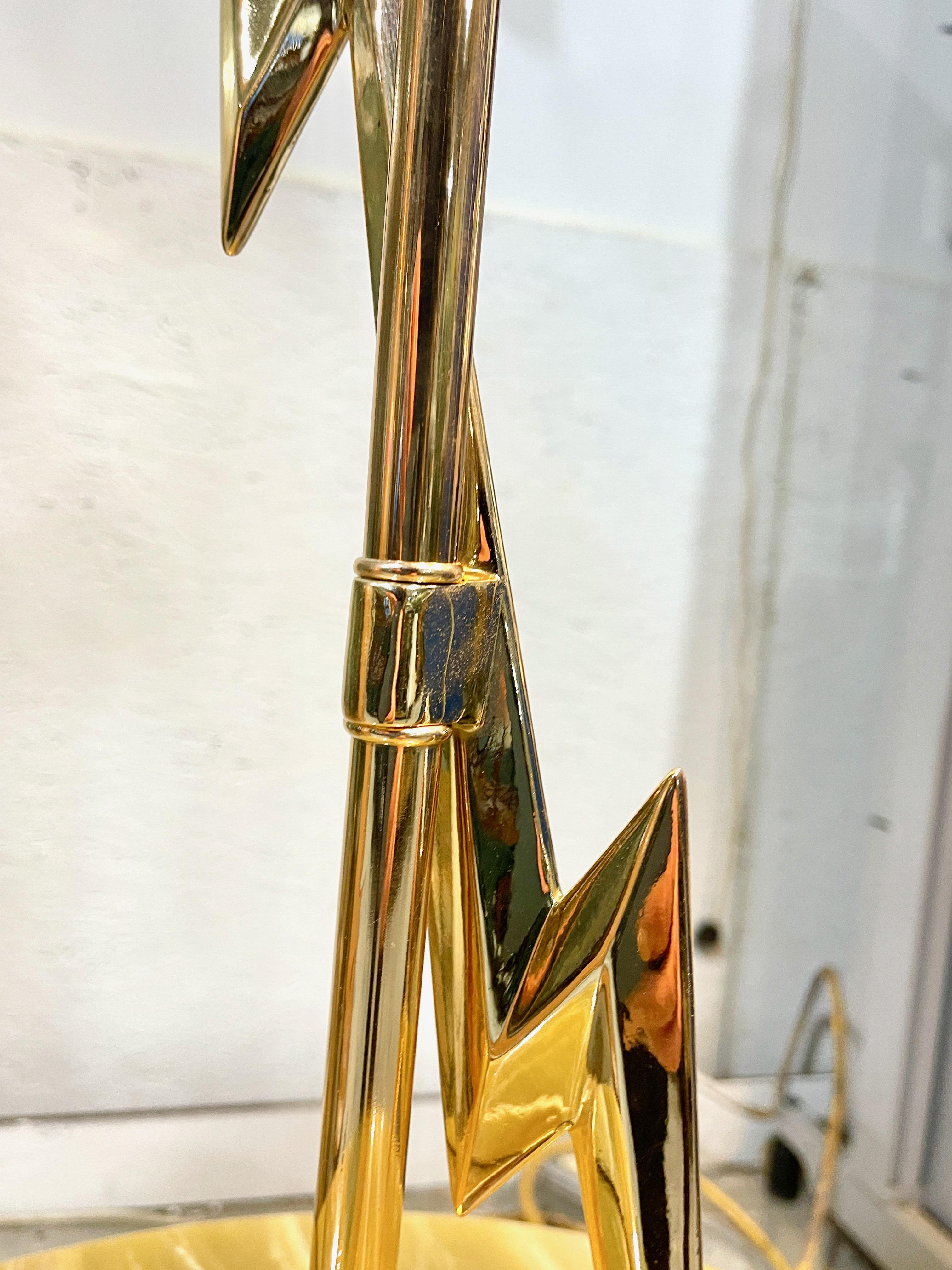 Brass Lightning Bolt Table Lamp Edmond J. Spence for Rembrandt For Sale 4