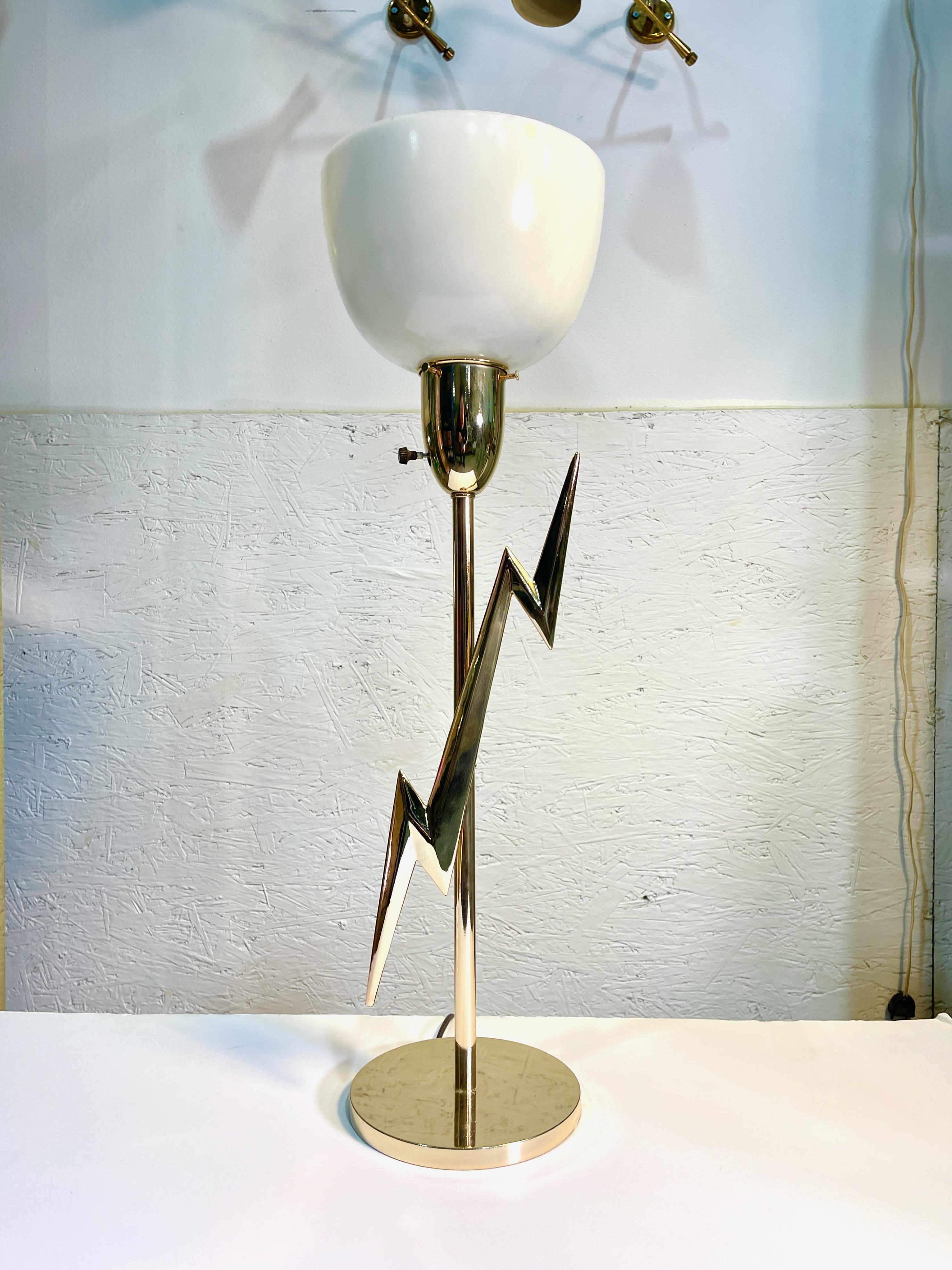 Brass Lightning Bolt Table Lamp Edmond J. Spence for Rembrandt For Sale 7