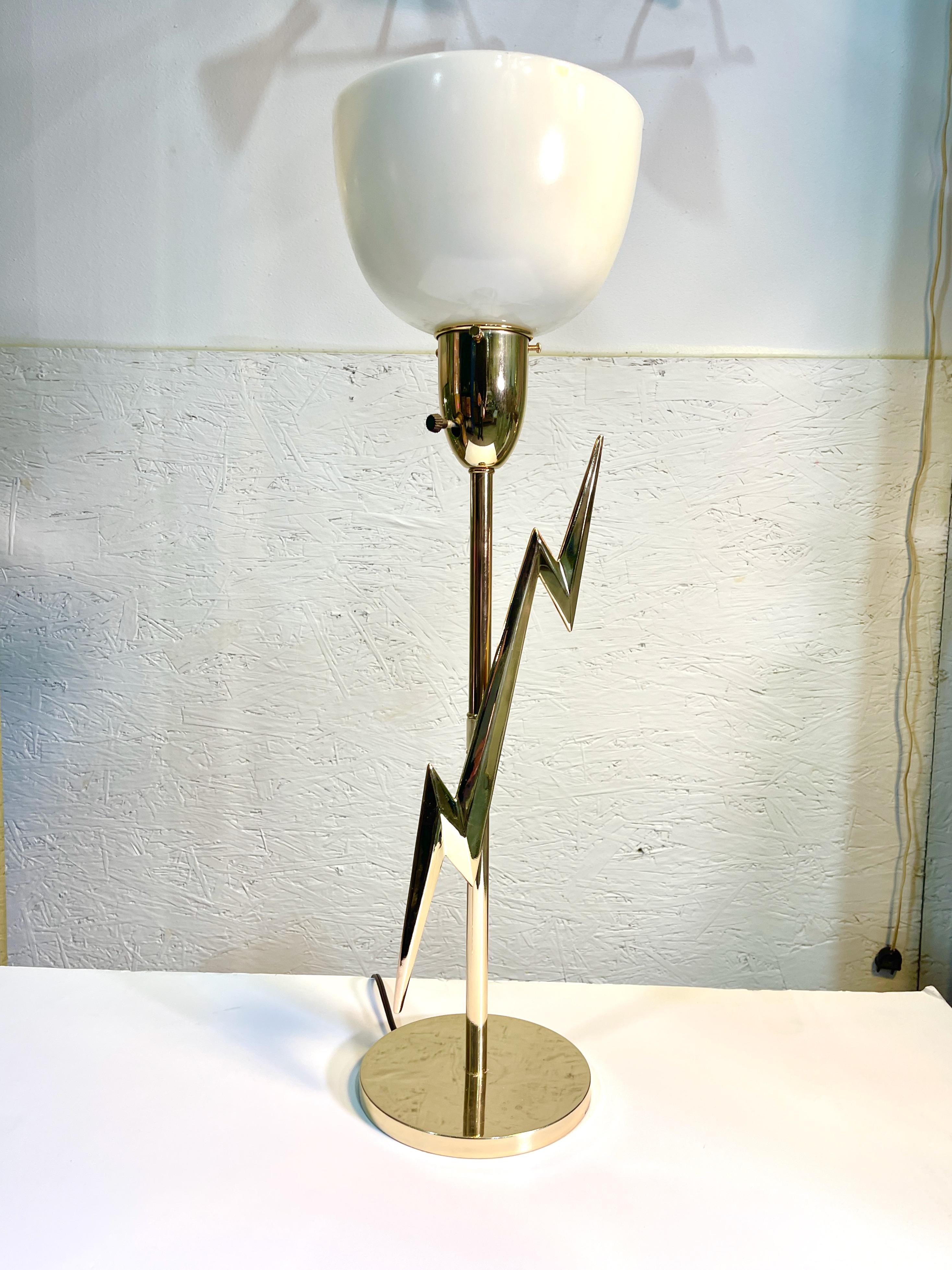 Brass Lightning Bolt Table Lamp Edmond J. Spence for Rembrandt For Sale 8