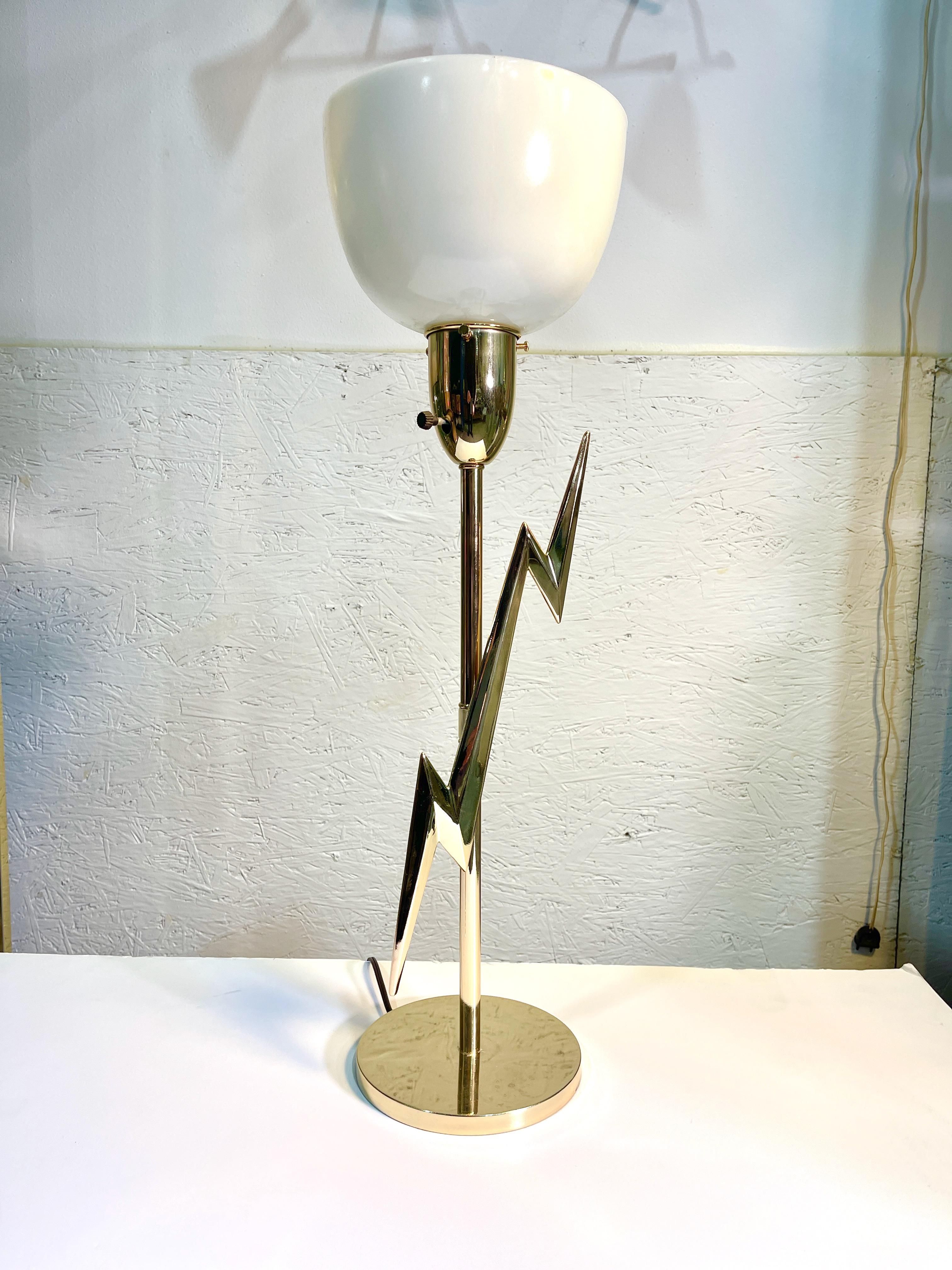 Brass Lightning Bolt Table Lamp Edmond J. Spence for Rembrandt For Sale 9