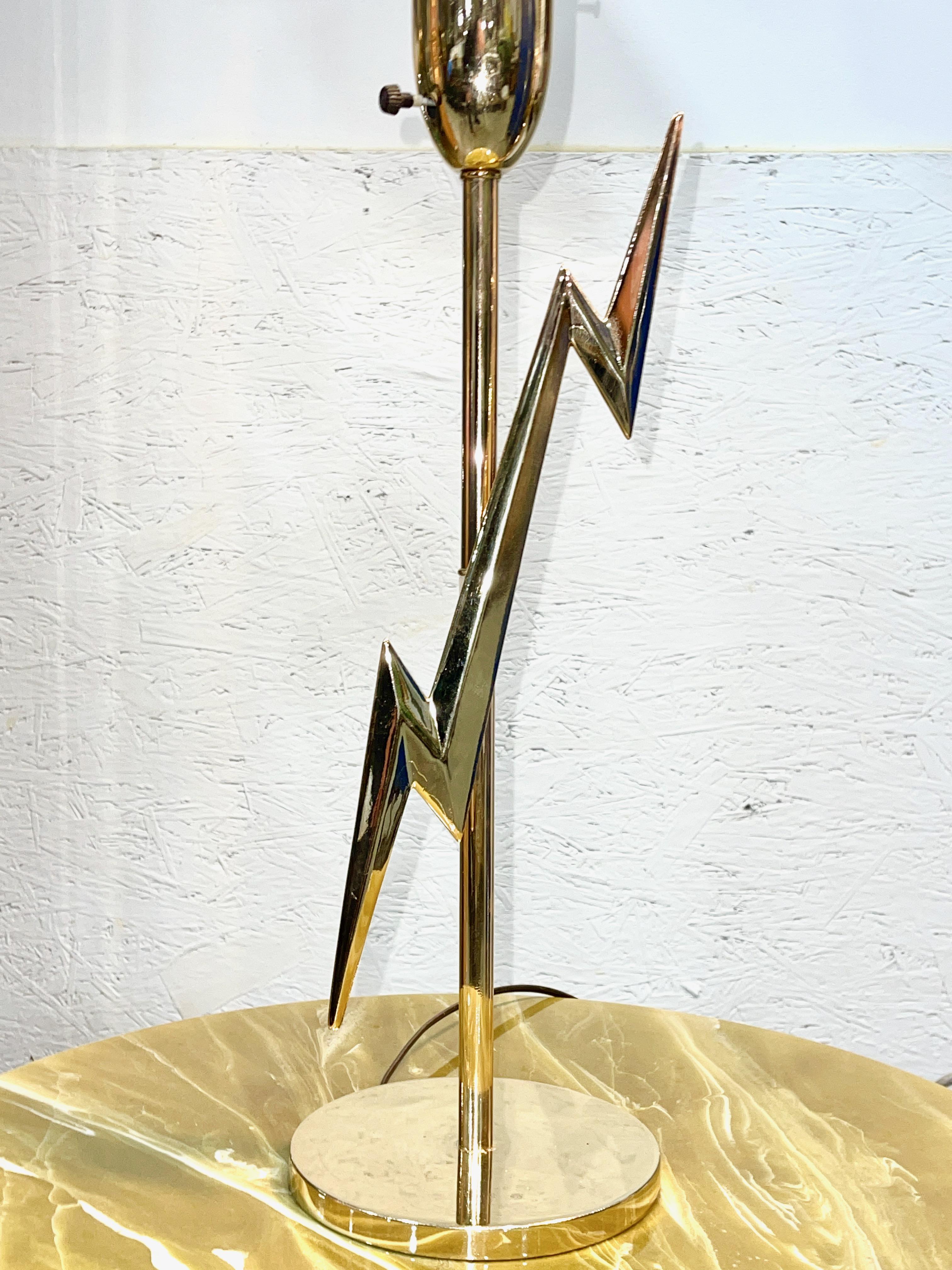 Mid-20th Century Brass Lightning Bolt Table Lamp Edmond J. Spence for Rembrandt For Sale