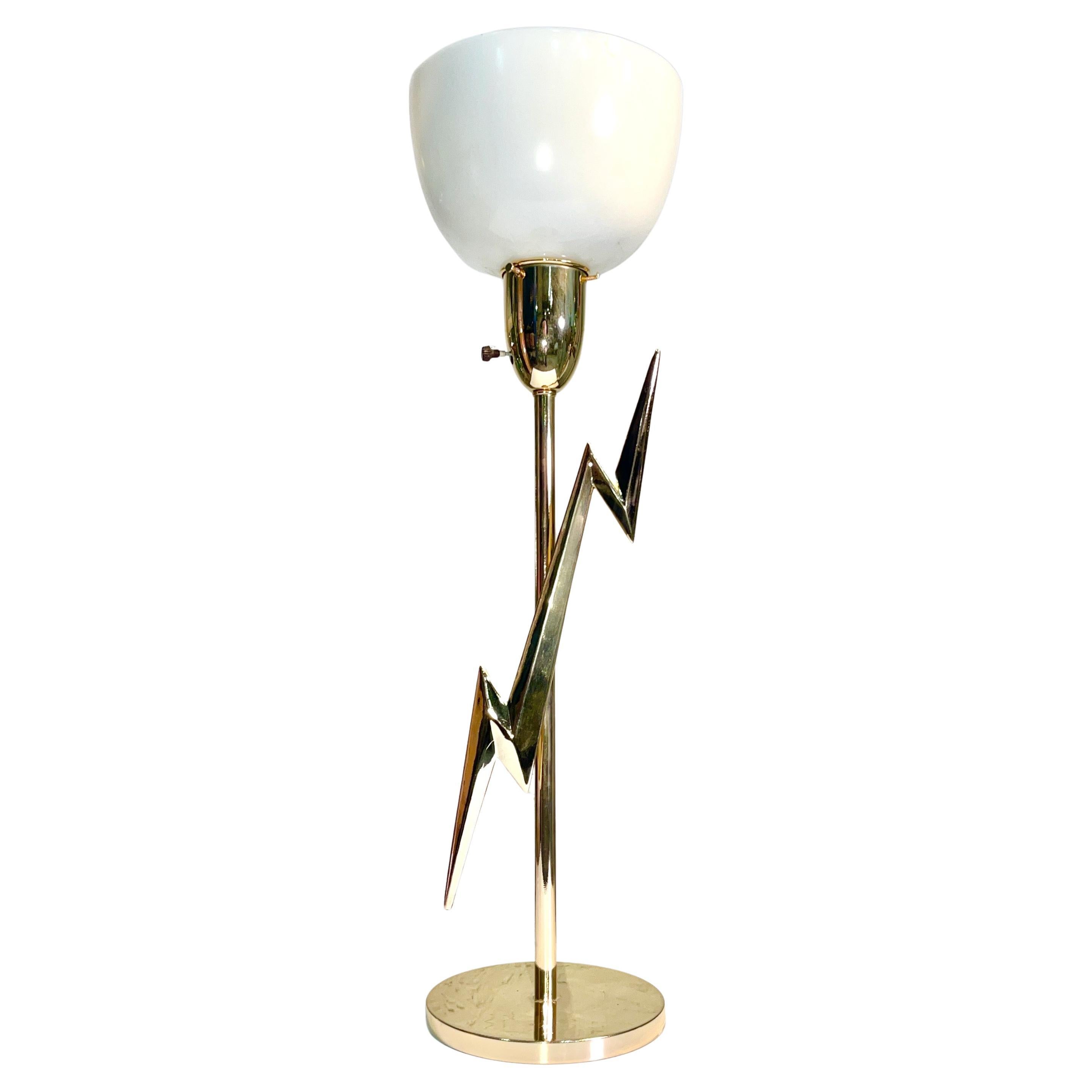 Brass Lightning Bolt Table Lamp Edmond J. Spence for Rembrandt For Sale