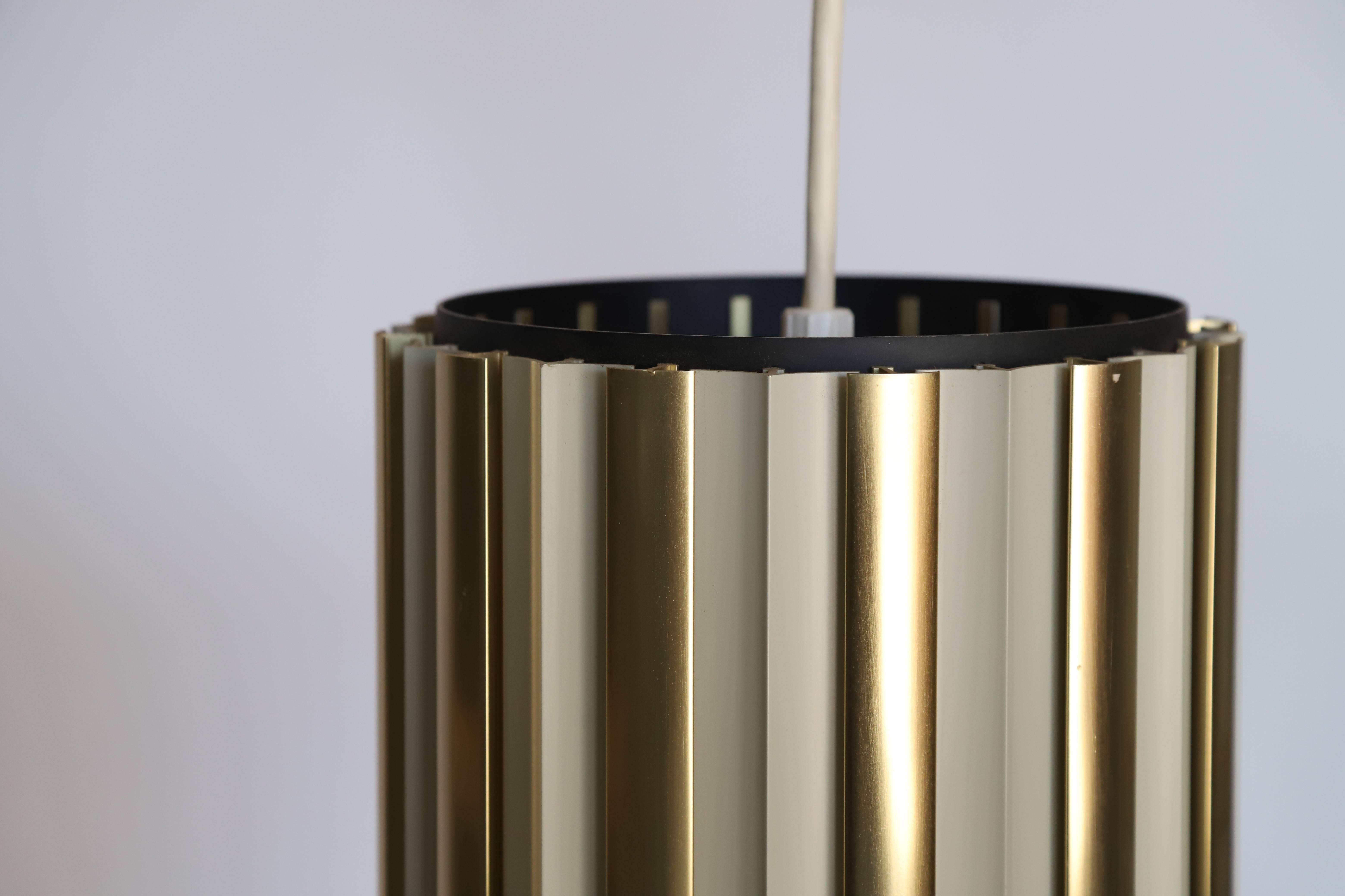 Brass Lightolier Tubular Pendant Light In Good Condition In Oklahoma City, OK