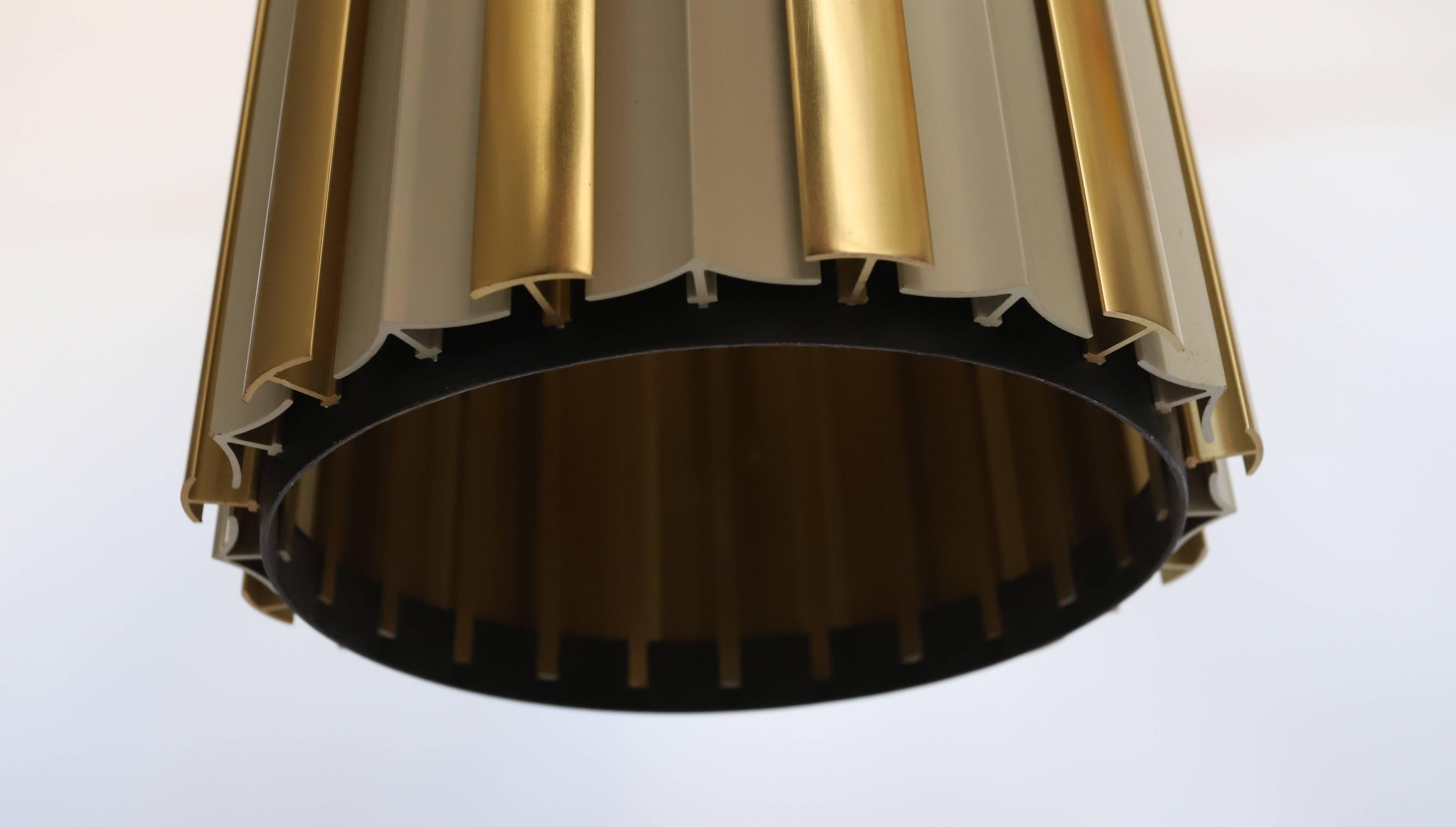 Mid-20th Century Brass Lightolier Tubular Pendant Light For Sale