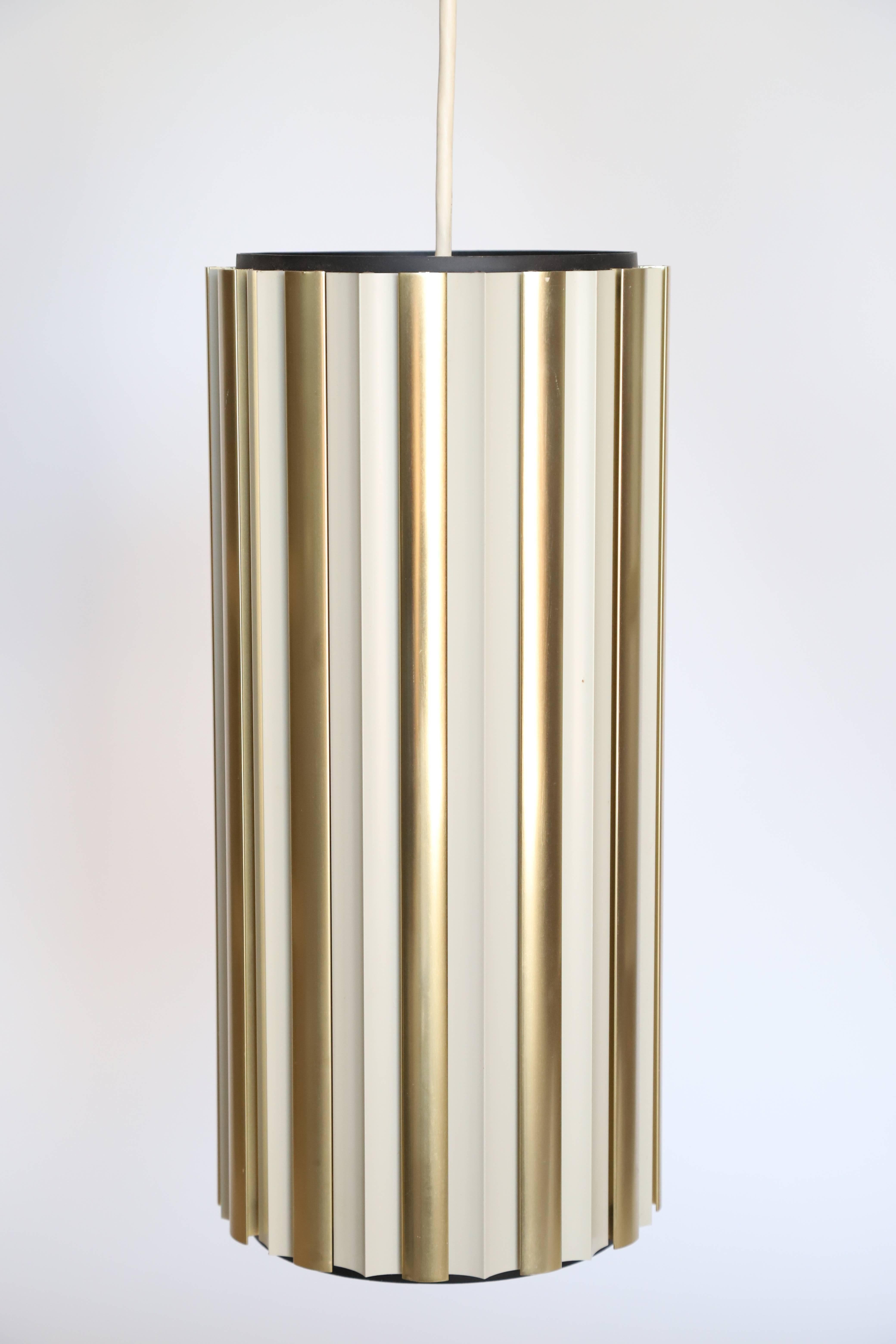 Metal Brass Lightolier Tubular Pendant Light For Sale