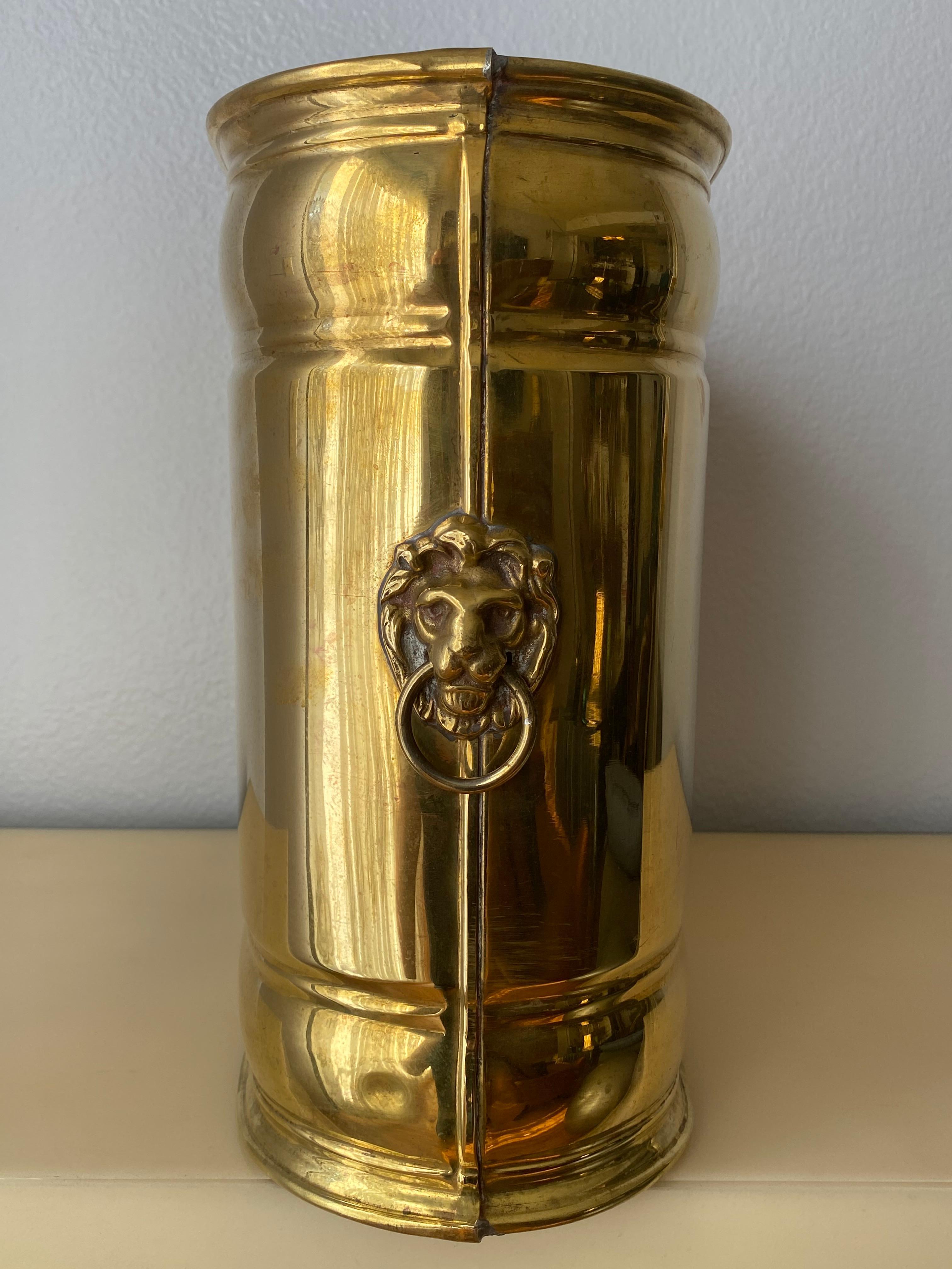 Late 20th Century Brass Lion Motif Magazine Holder For Sale