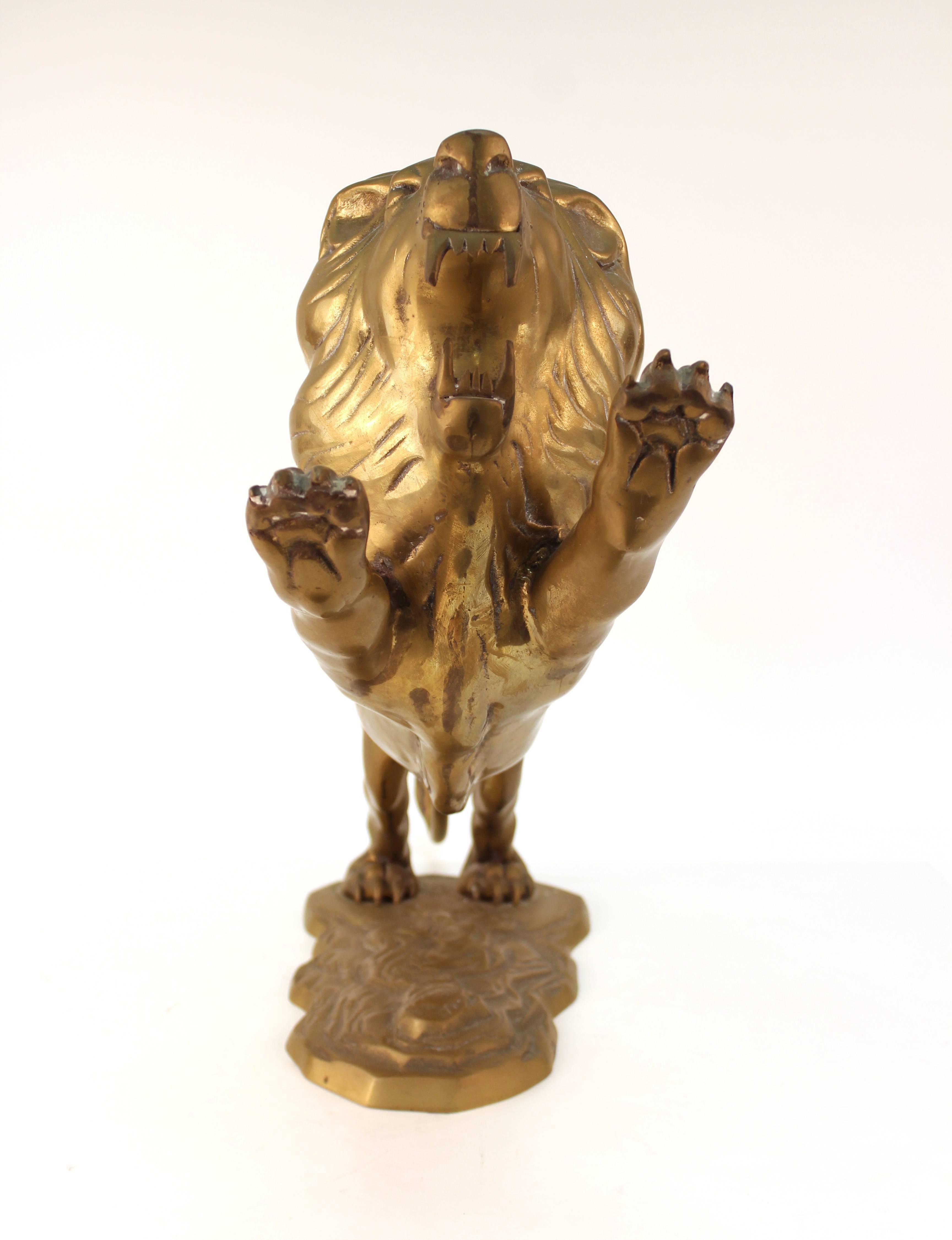 Brass Lion Sculpture In Good Condition In Astoria, NY