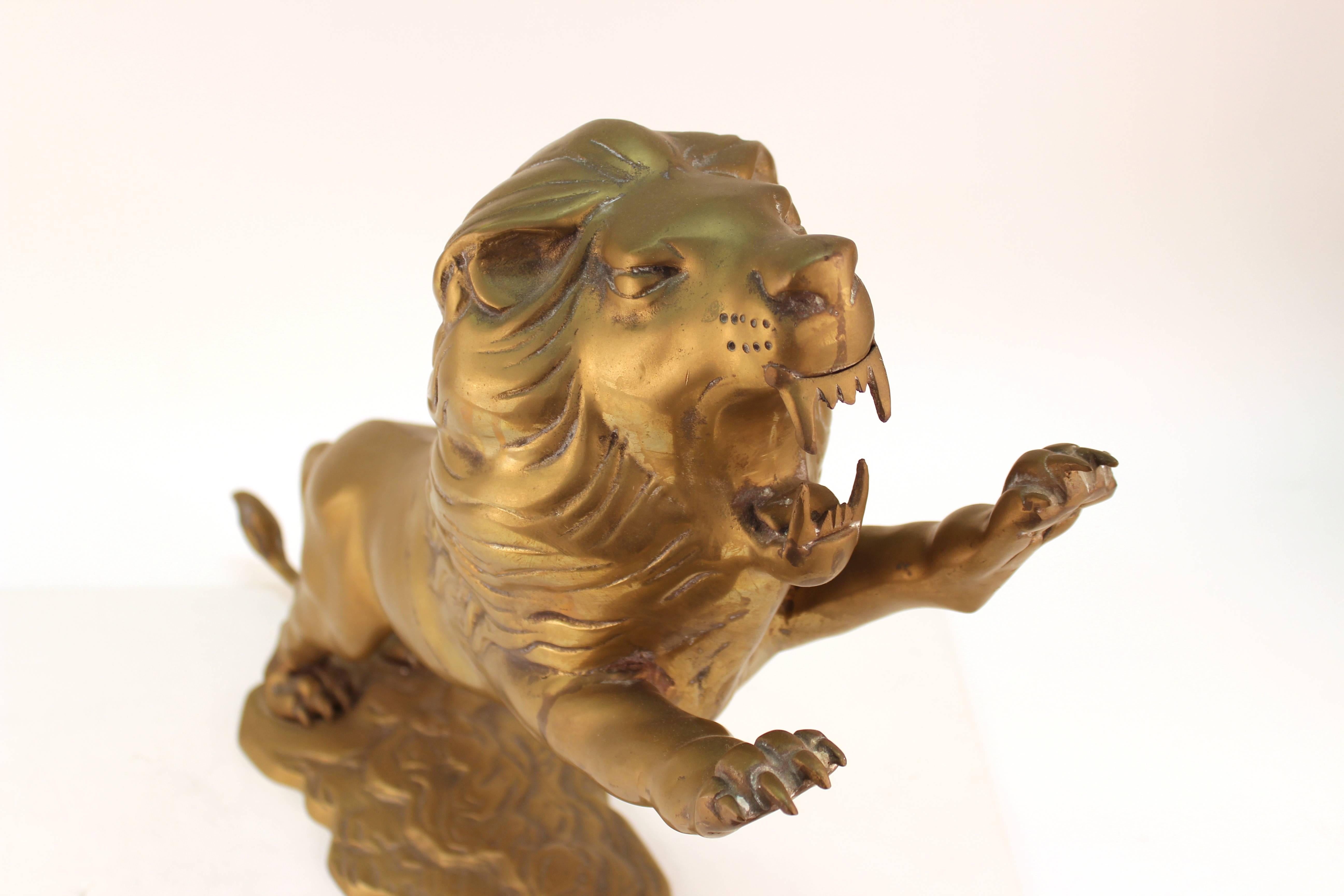 20th Century Brass Lion Sculpture