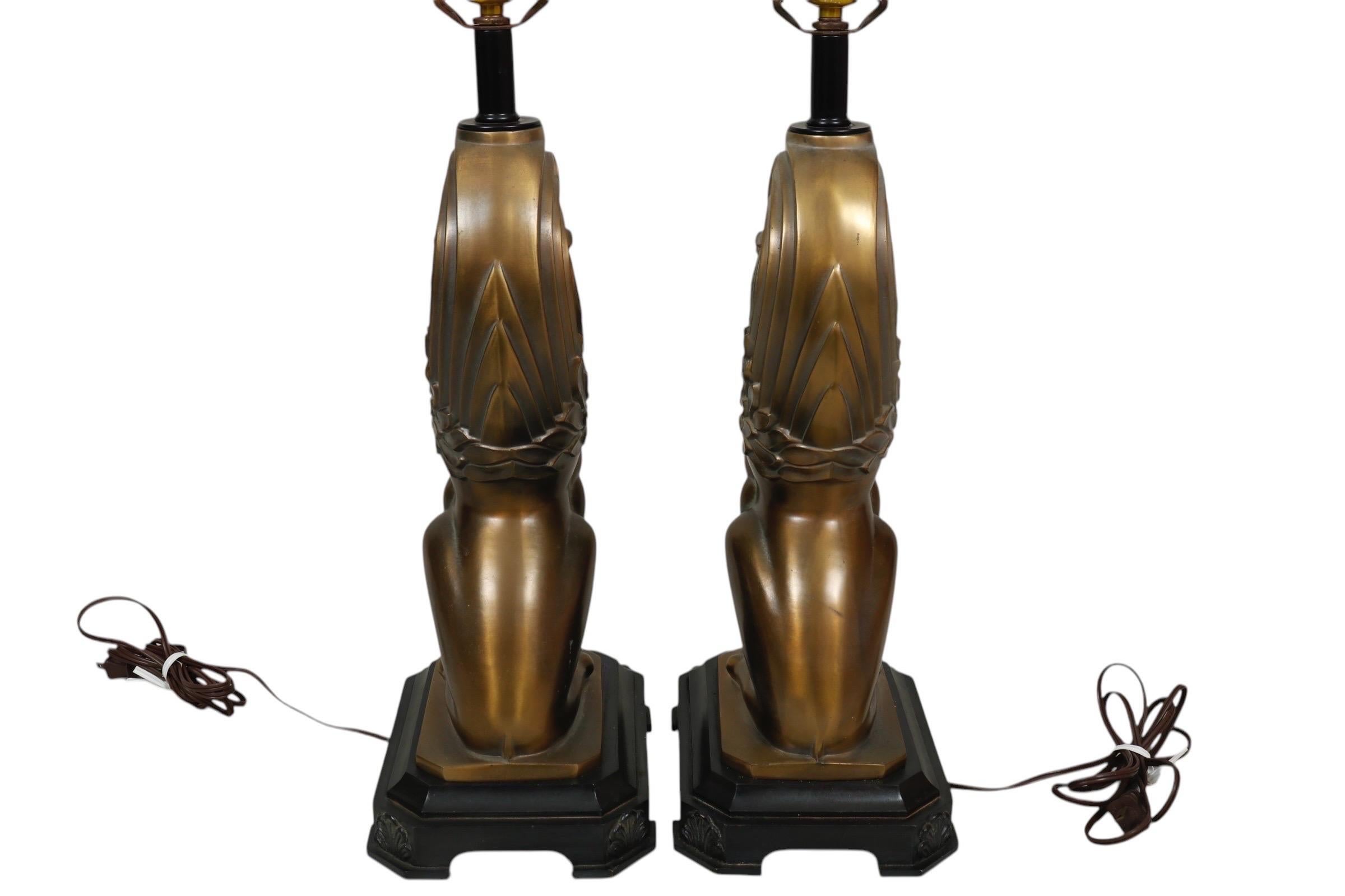 Brass Lion Table Lamps - a Pair In Good Condition In Bradenton, FL