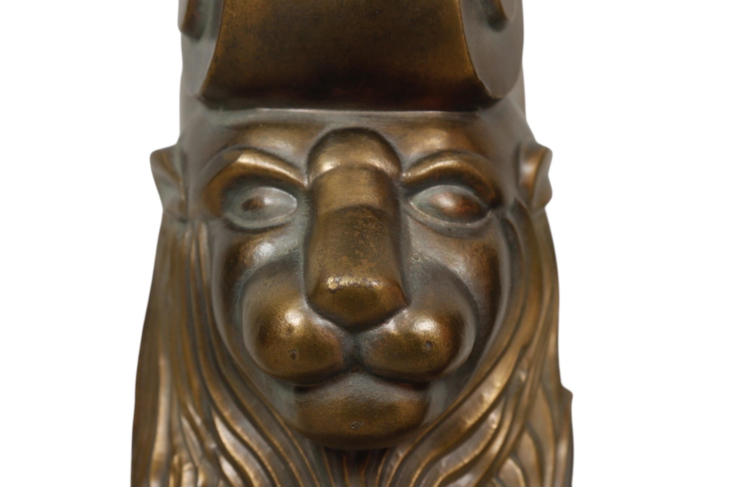 20th Century Brass Lion Table Lamps - a Pair