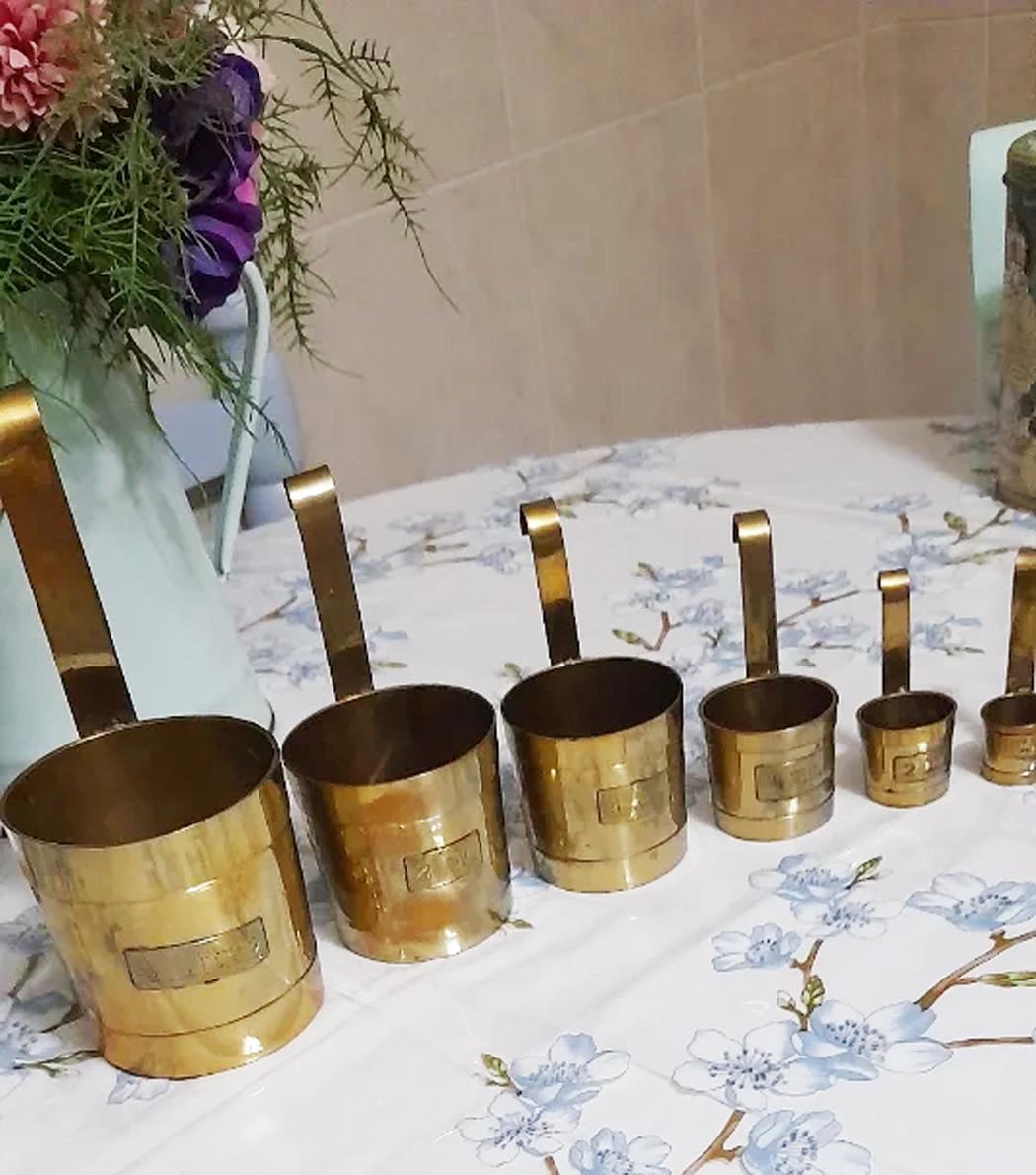 French Brass liquid meters kitchen Wall Decoration  Lot of Six France For Sale